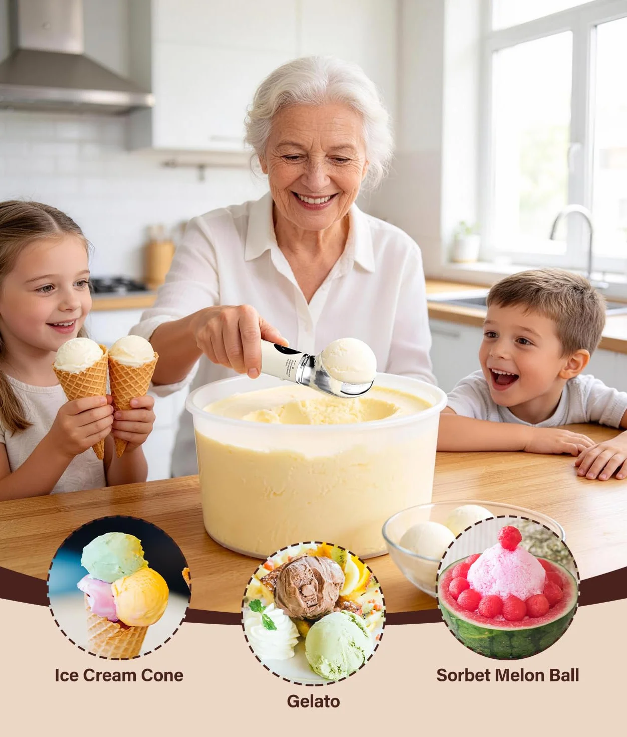 Cucchiaio per Gelato Riscaldabile Ricaricabile WADEO, 4 Temperature 40-70°C, Display LED