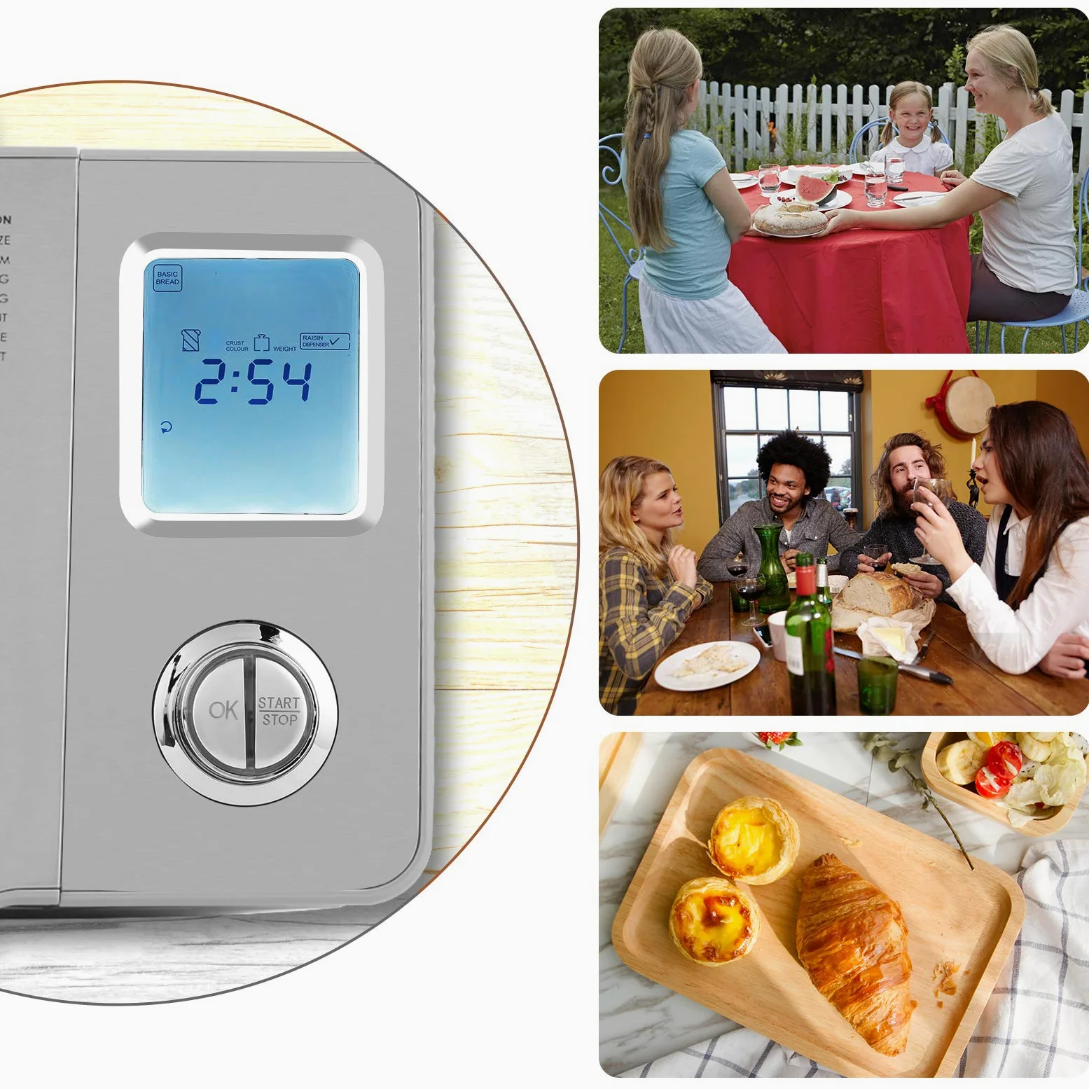 Macchina per il pane 550W con 25 programmi, Macchina per il pane in acciaio inox automatica con funzione di temporizzazione di 13 ore, Capacità è 500g-750g-900g