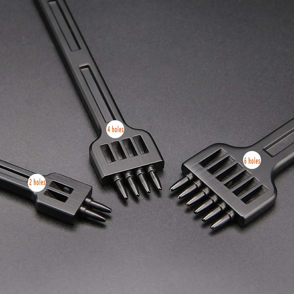 3Pcs Punzoni in Acciaio,Punzonatrice Fai Da Te in Pelle,Strumenti di Punzonatura Punzoni, 2-6mm 2 + 4 + 6 Denti Cuciture Scalpello Tool, per Allacciatura Cucitura Artigianale in Pelle