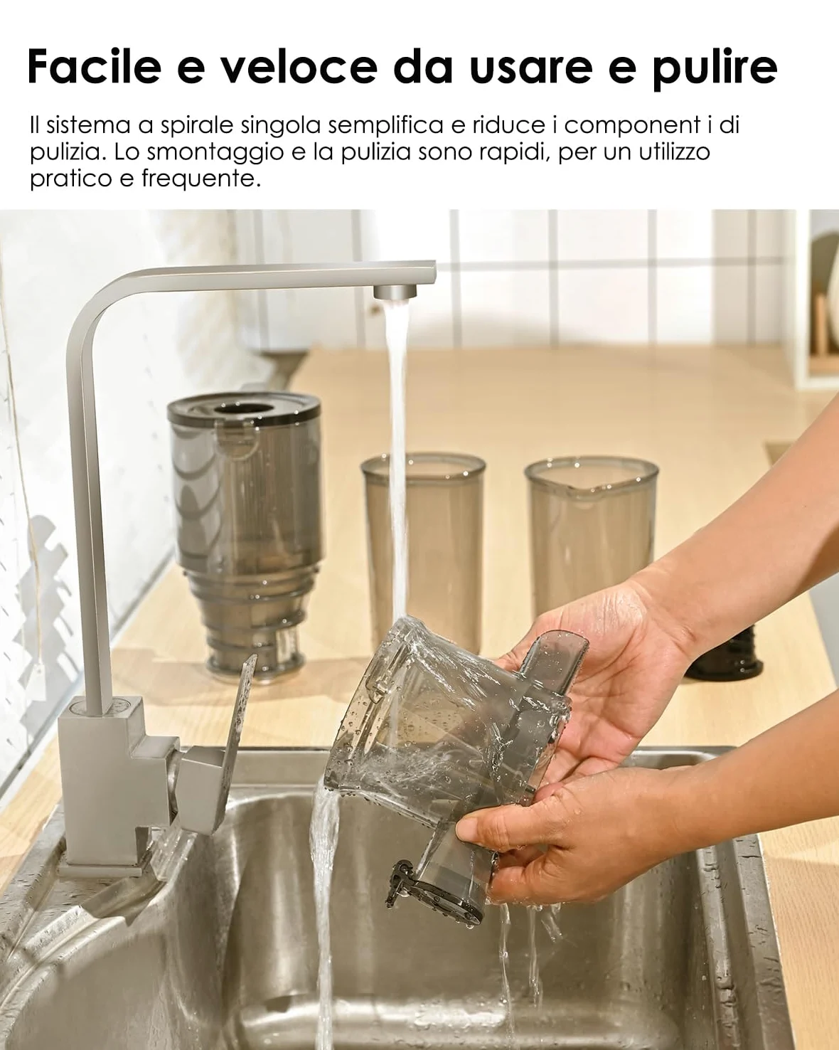 Fretta Estrattore frutta e verdura, apertura 108MM e capacità di 1L estrattore di succo, 200W centrifuga Lenta, 99% nutrienti preservati, senza BPA, facile da smontare e pulire