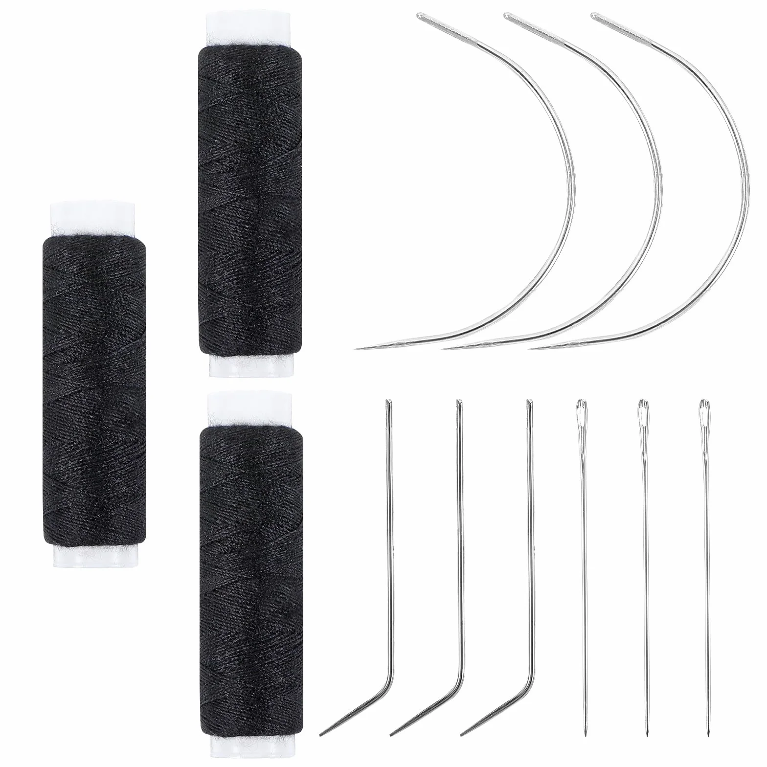 Set 3 rotoli filo per capelli ago curvo strumenti professionali allungamento capelli produzione parrucche cucite a mano
