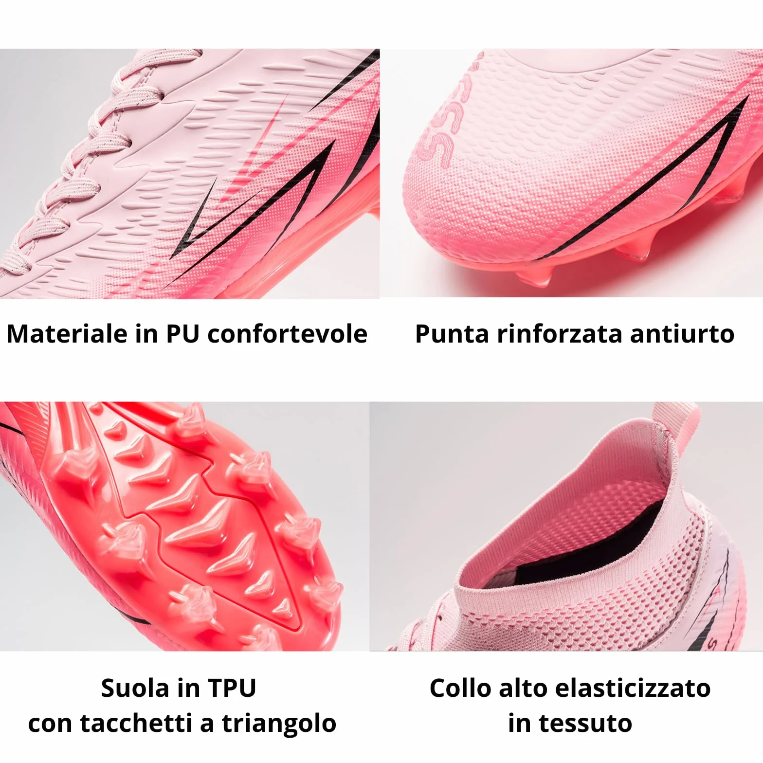 Scarpe da Calcio Bambini/Ragazzi con Tacchetti – Antiscivolo, Leggere e Confortevoli – Ideali per Erba Naturale e Sintetica
