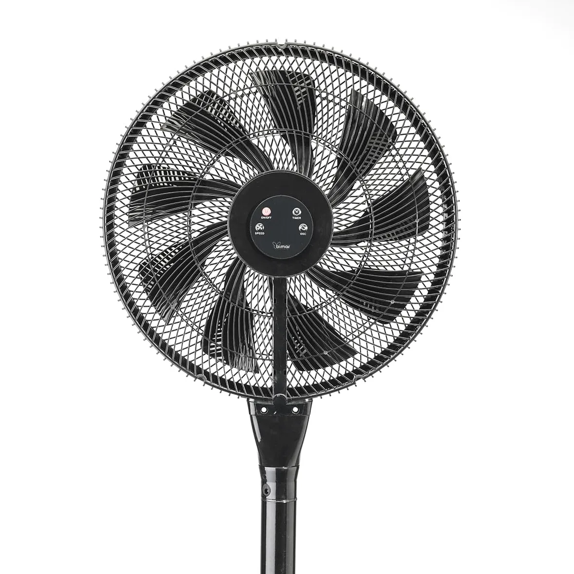 bimar VP458T Ventilatore a piantana slim.Silenzioso notte con telecomando Motore AC/DC Basso consumo,8 velocità,Timer 12h, Con display, Regolabile con due altezze,Diametro 40 cm. H1,30 9 pale. 25W