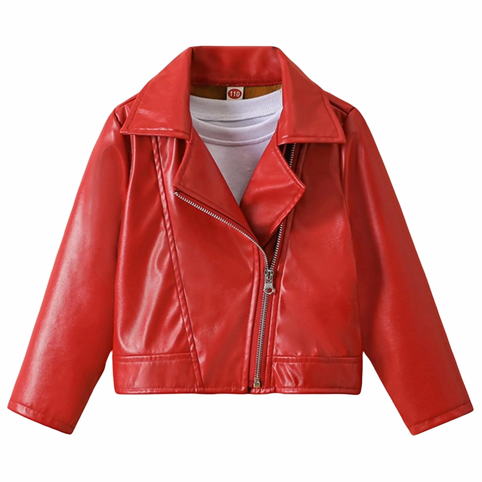 Generisch Ragazze Antivento Caldo Pelle PU Cappotto Sportivo Moto Britannico Giacca funzionale per bambini da 2 a 10 anni Giacca elegante