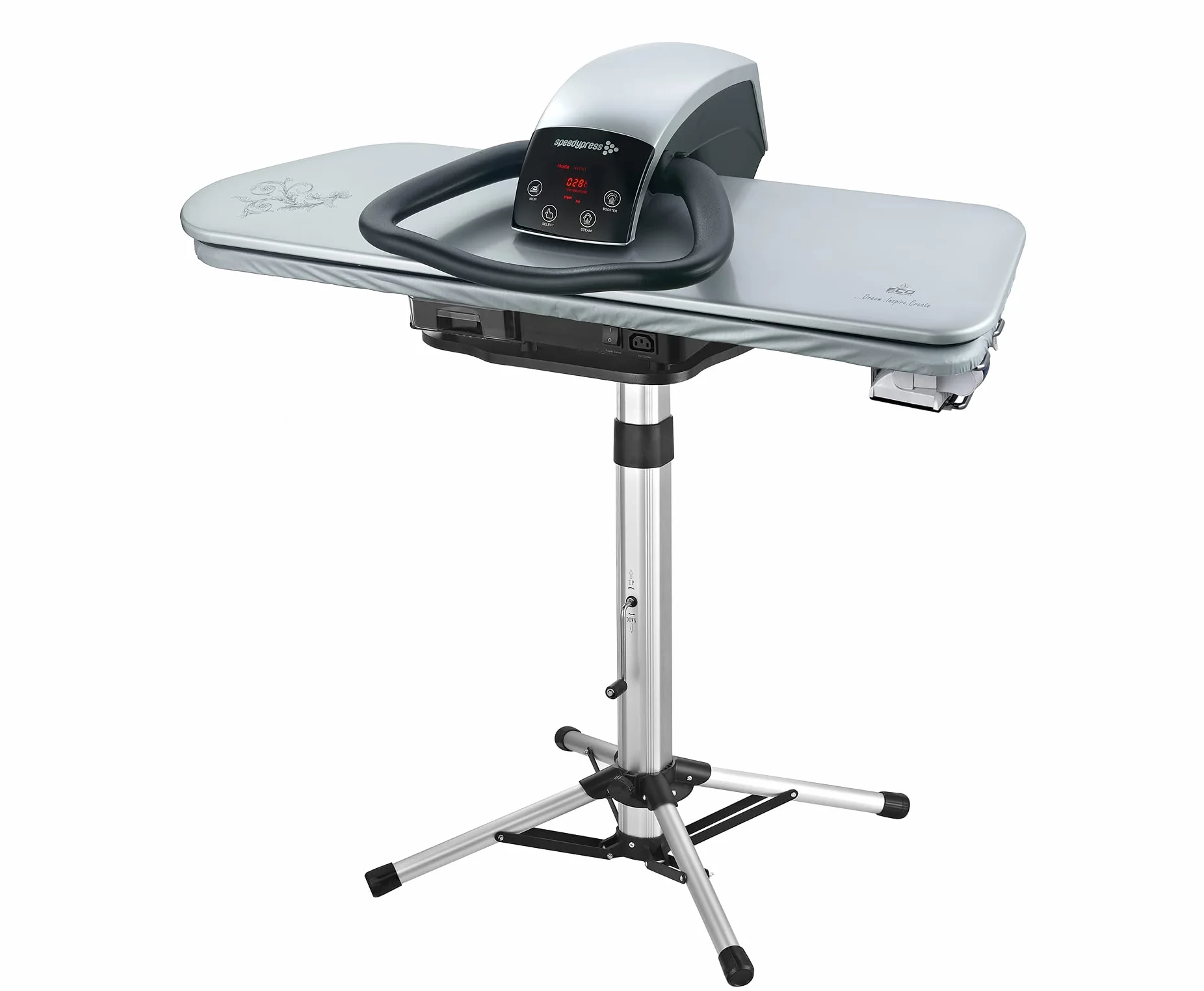 Speedypress, Pressa da stiro a vapore 101HD, argento, durevole, professionale, 101 cm con supporto