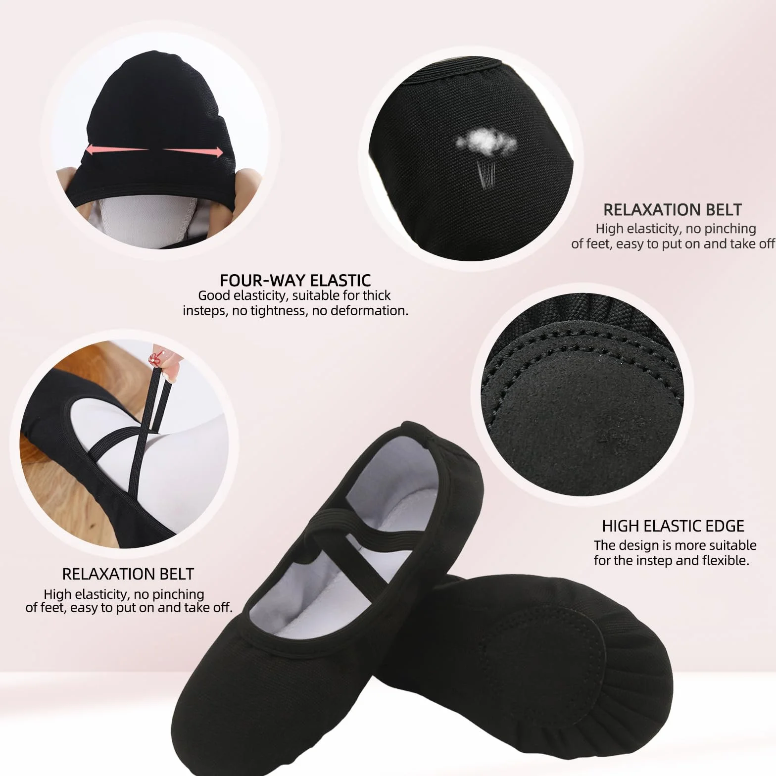 Uniuni Scarpette Danza Classica Bambina Tela Scarpe da Balletto Suola in Cuoio