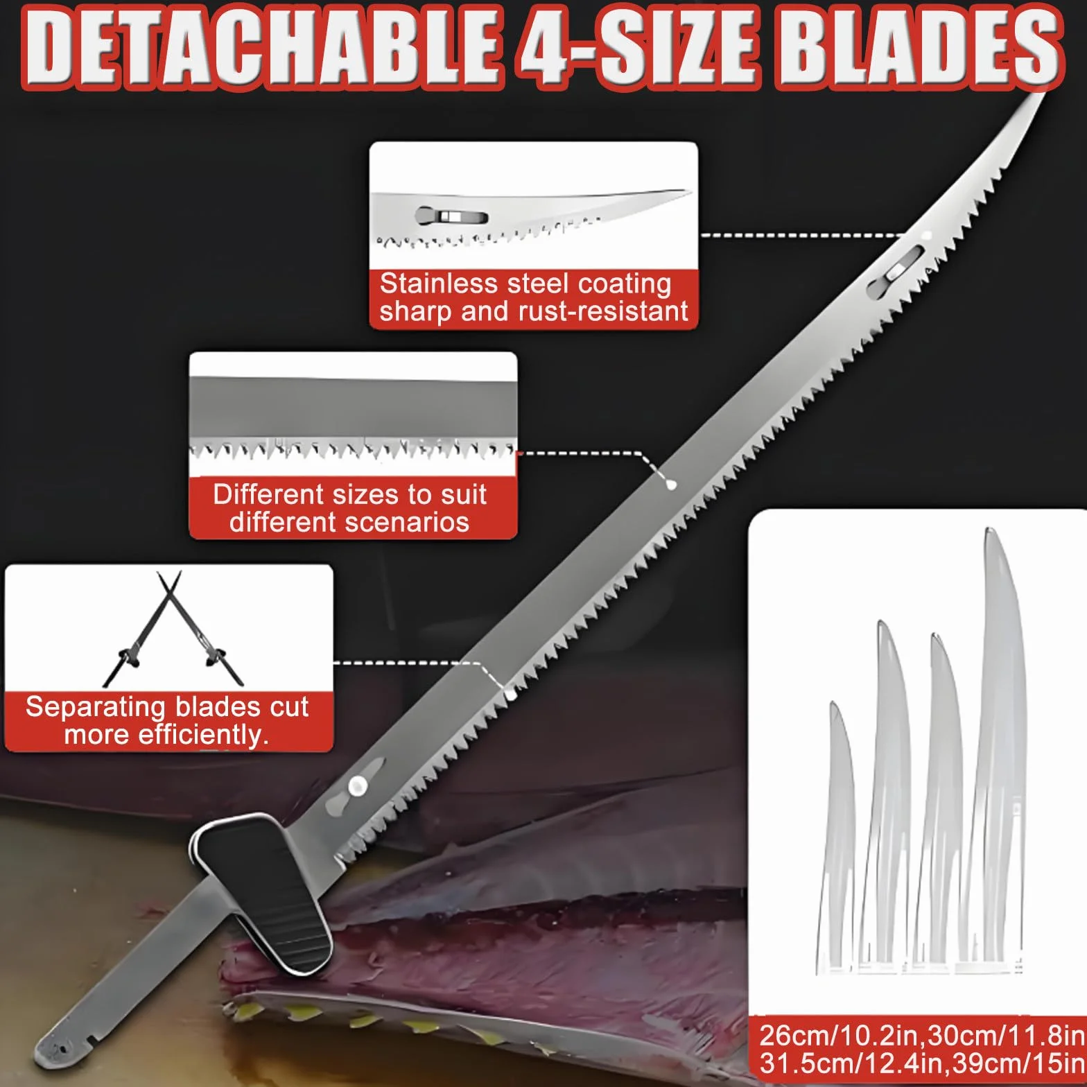 Coltello Elettrico Cordless Professionale per Filetti/Ossa Piccole - Sega Alternativa per Filetti di Pesce/Carne, Ricaricabile, per Campeggio E Pesca, con 4 Lame, 2 Batterie da 2000 mAh