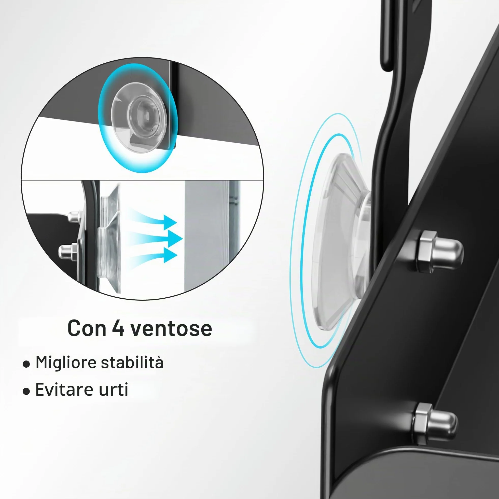 Josmimic Mensola doccia 2 ripiani 55,5 cm acciaio inox senza foratura nero