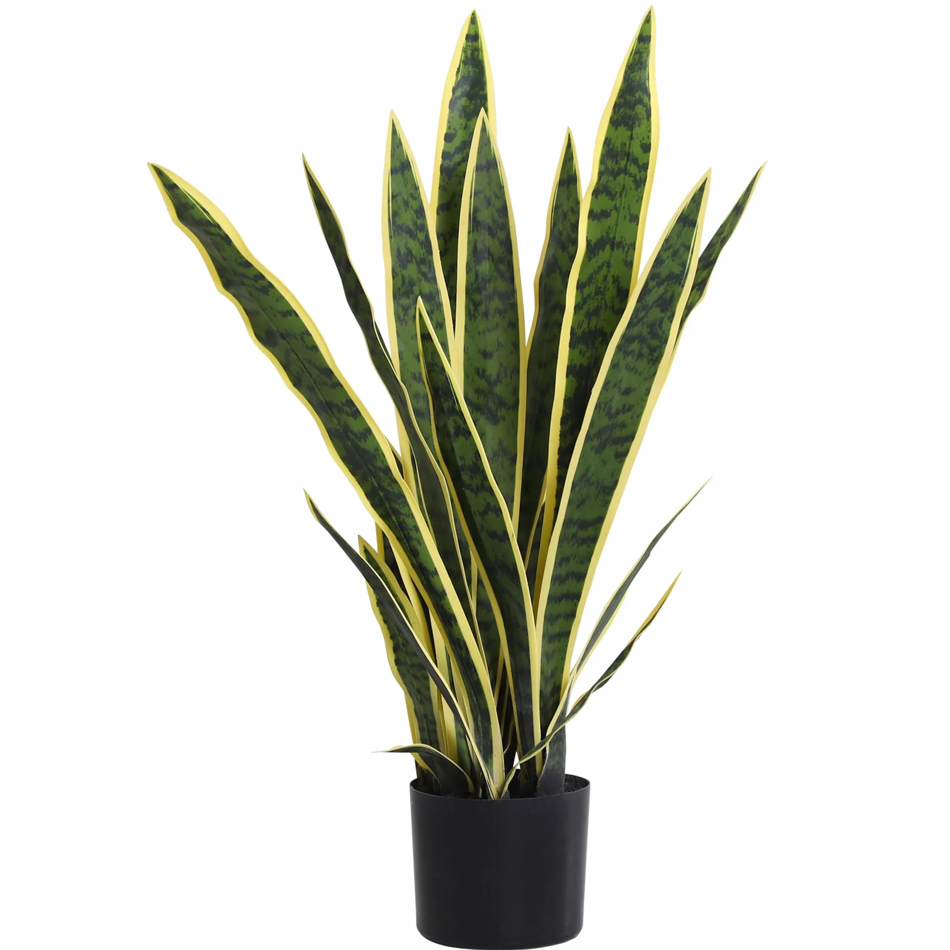 Outsunny Sanseveria Artificiale in Vaso, Pianta Finta da Esterno e Interno con 21 Foglie Modellabili, per Interno ed Esterno, Giardino, Ufficio, Soggiorno, Ø15x77 cm
