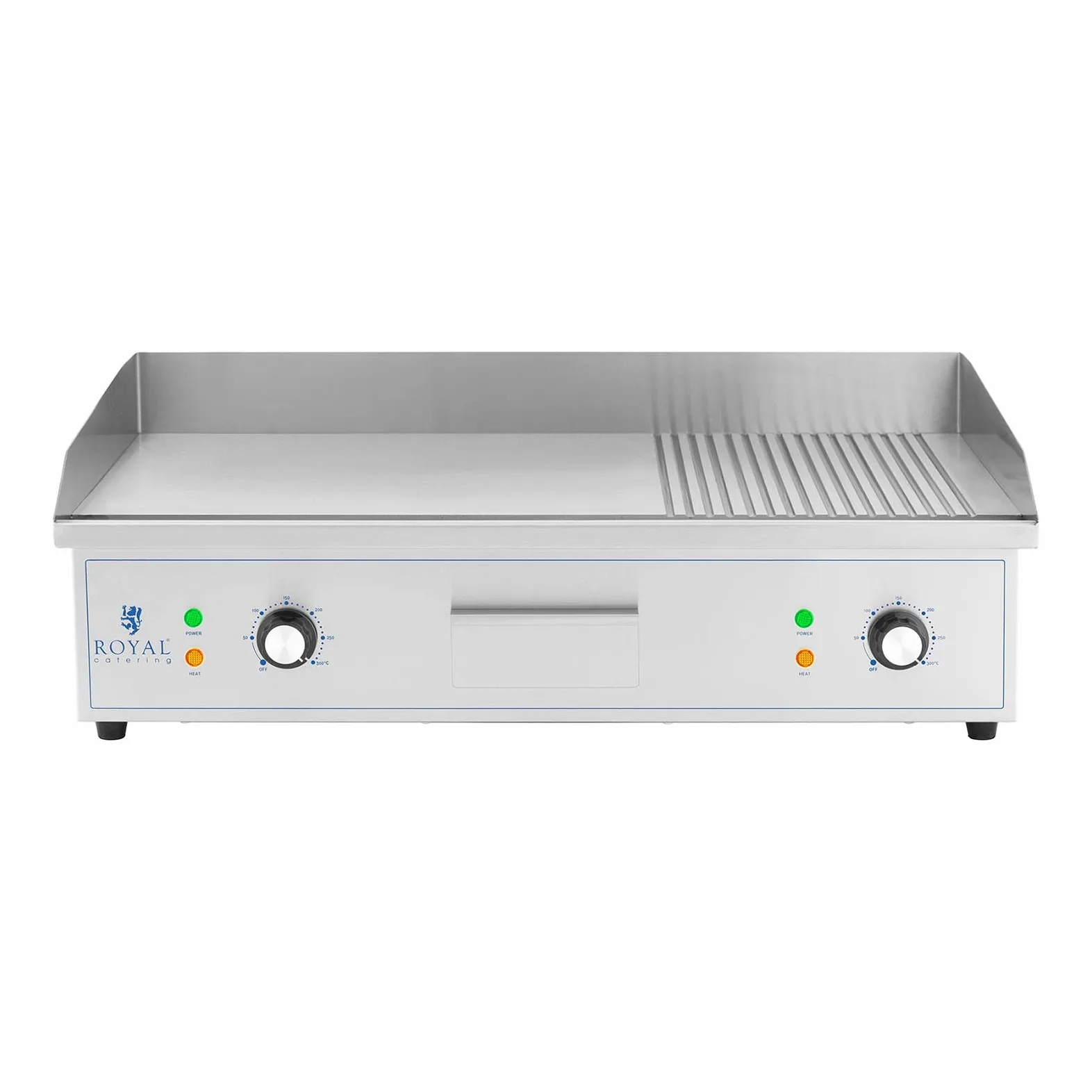 Royal Catering Griglia Fry Top Elettrico Piastra per Grigliare RCPG51-M (liscia e rigata, 727 x 420 mm, 3000 W)