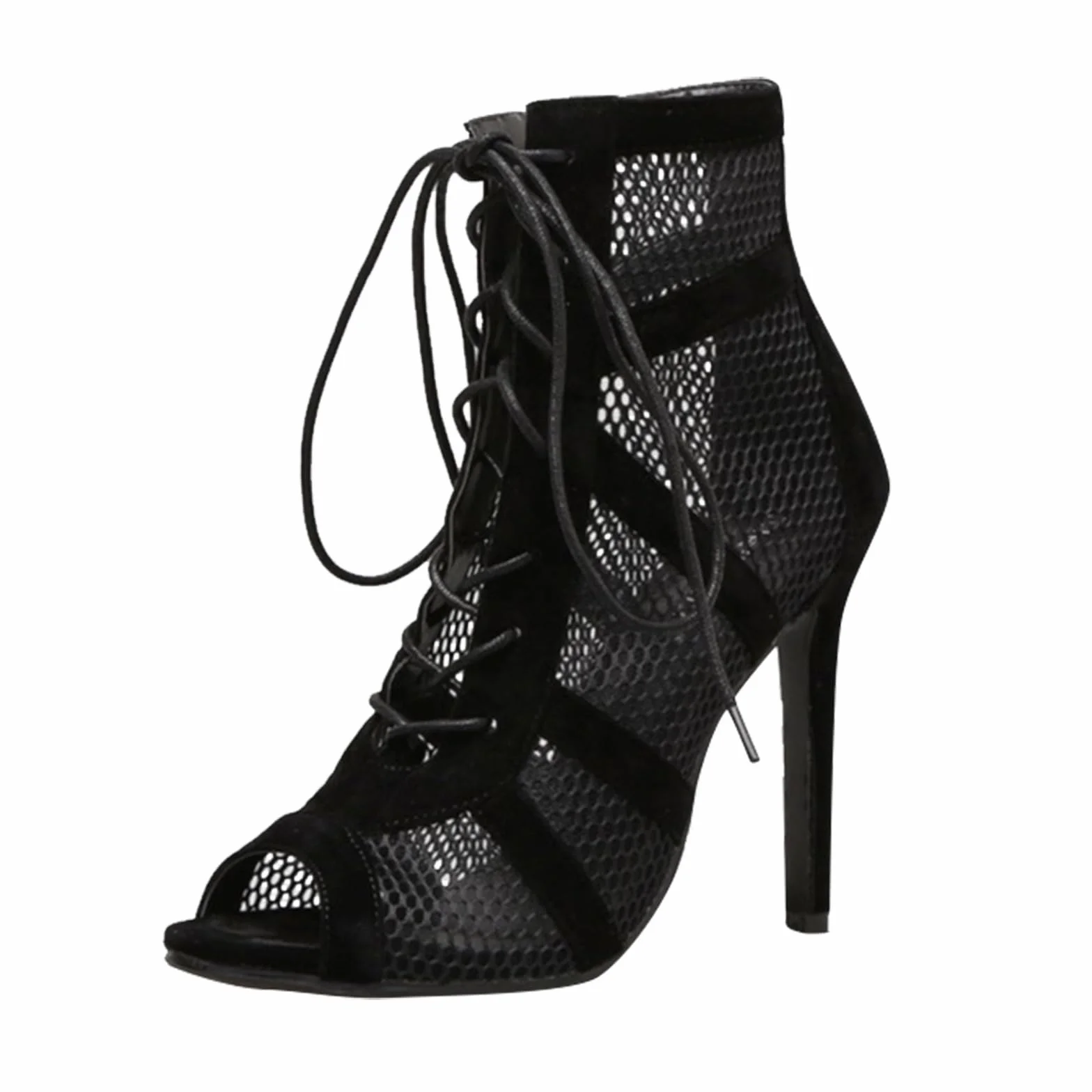 Heels Dance Class Bootie Scarpe da Ballo Donna con Tacco Alto Sexy in Rete, Eleganti Decollete Scarpes Tacco Punta Aperta, Tacchi Heels per Dance Performance Feste Giornaliere e Serali