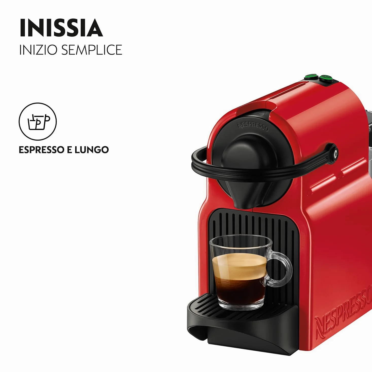 Nespresso Inissia XN1005, Macchina da caffè di Krups, 1260W, colore Ruby Red