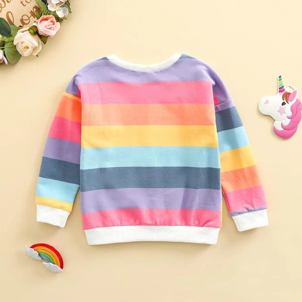 Felpa Ragazza Bambina Sweatshirts Pullover Maniche Lunghe Scollo Rotondo 1-7 Anni