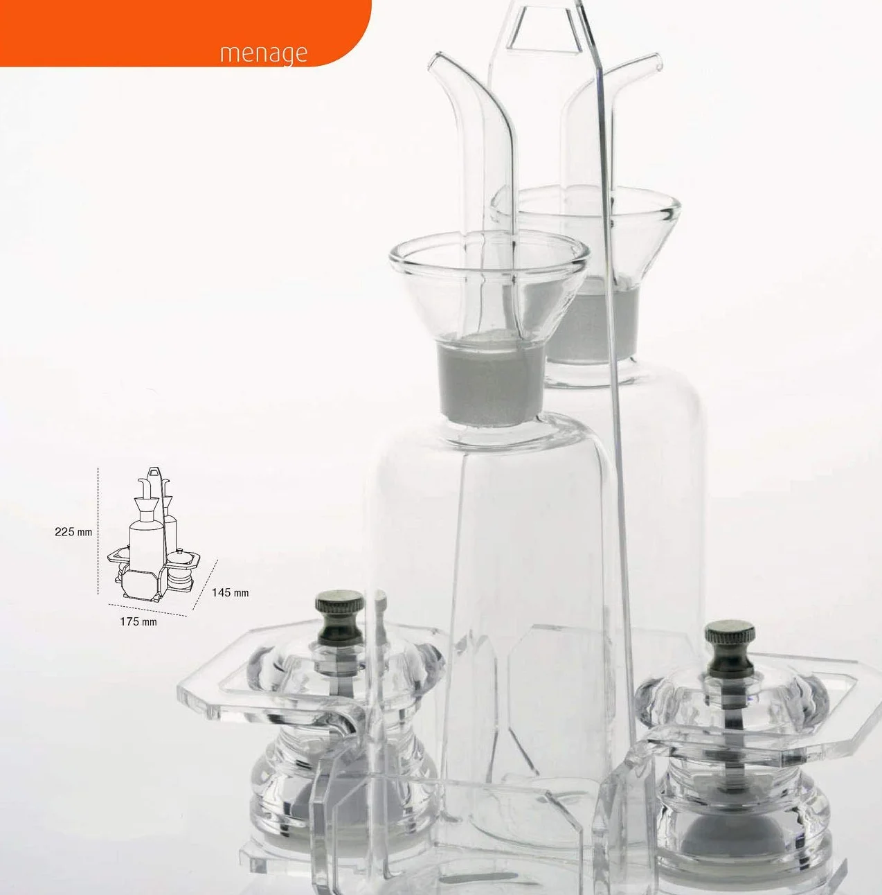 Agplex menage cucina con macinini integrati set sale e pepe 250 ml Made in Italy