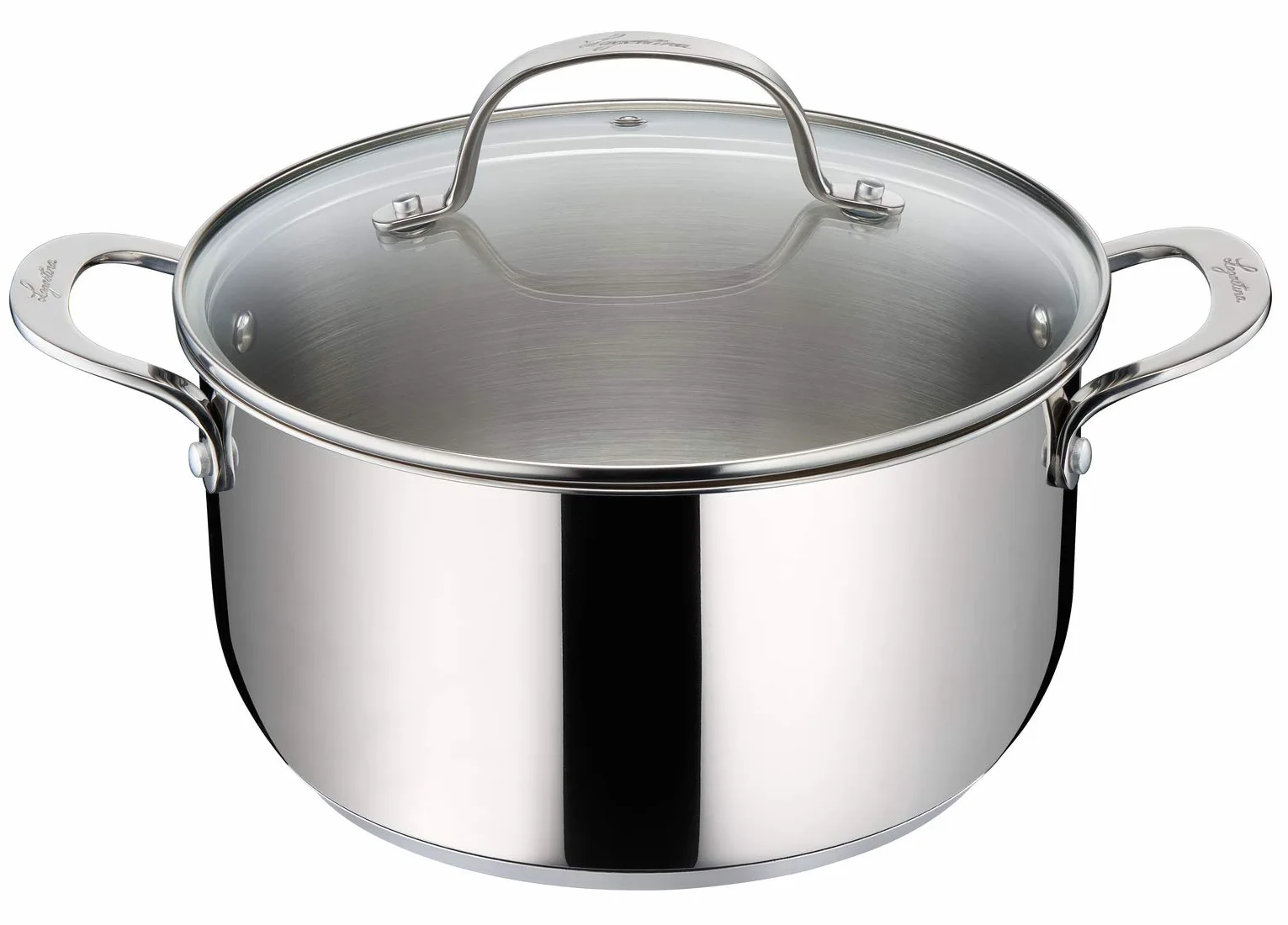 Lagostina Evelia Set di Pentole Induzione, Gas e Forno in Acciaio Inox 18/10, 13 Pezzi & Giada Set Servizio Posate Acciaio Inox 18/10 per 6 Persone, 24 Pezzi, con 6 Forchette