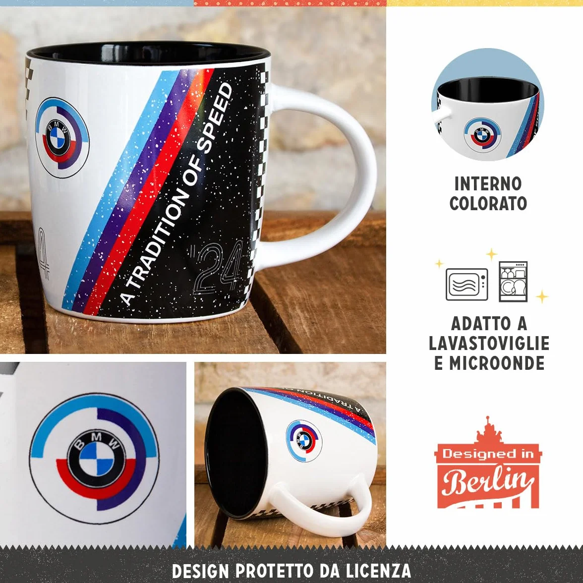 Nostalgic-Art Tazza da caffè retrò 330 ml BMW Motorsport Tradition Of Speed ceramica design vintage