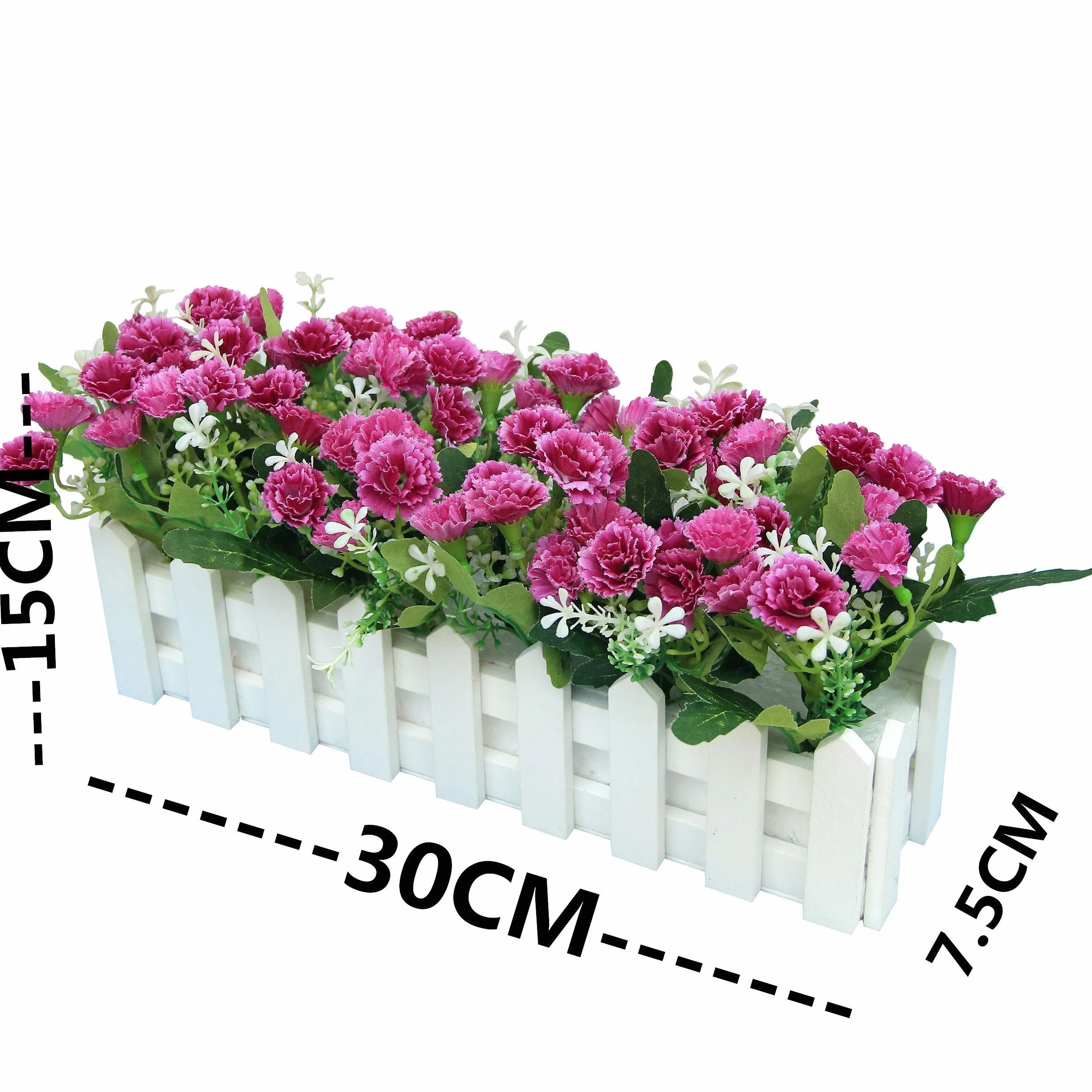 Garofani Fiore Artificiale con Recinto Faux Carnations Piante Artificiali in Vaso Simulazione Potted Bonsai Ornamenti Decorazioni Festa Casa Balcone Ufficio Nozze 30 * 7.5 * 15 cm - Blu