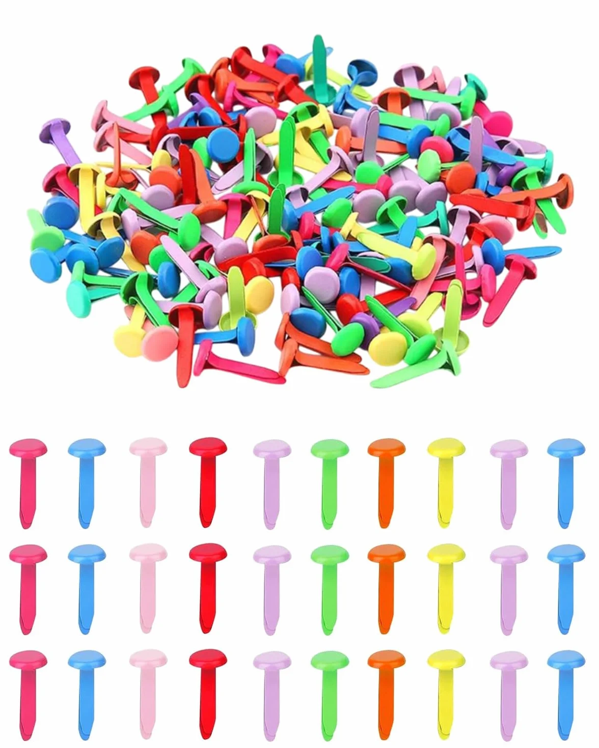 Fermacampioni Piccoli Mini Scrapbooking Brads Colorati Metallo 100 Pezzi per Fabbricazione Artigianale