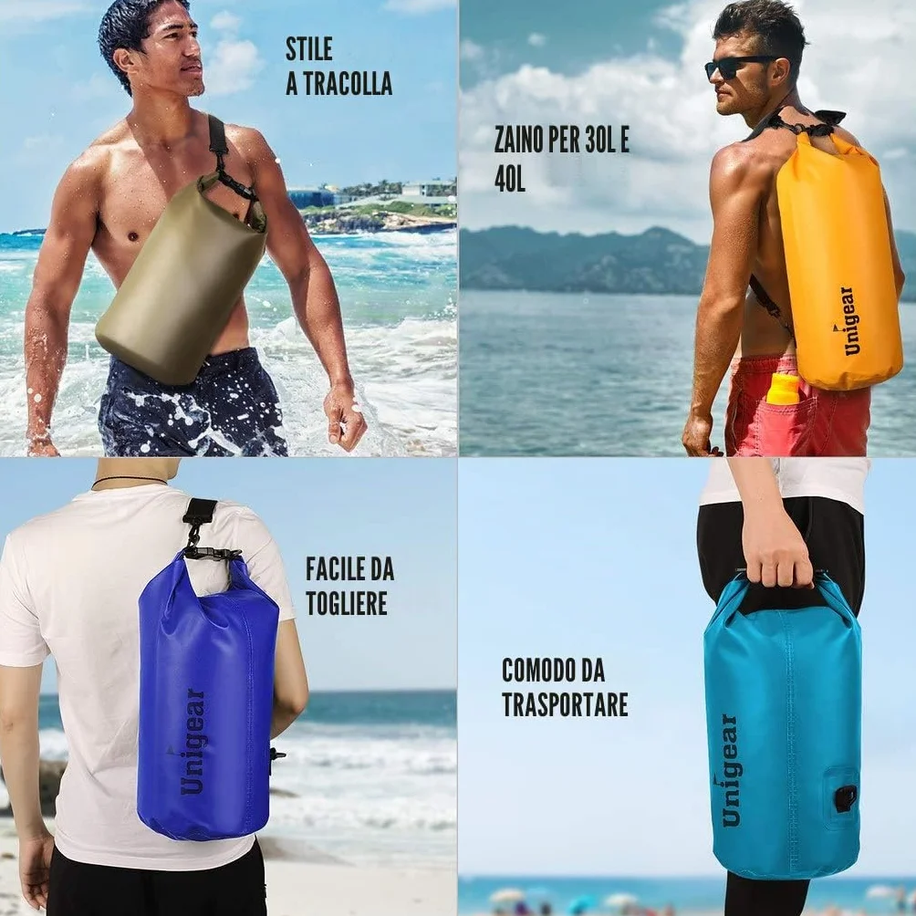 Unigear Borsa Impermeabile (2L/5L/10L/20L/30L/40L/55L) per Attività all'Aria Aperta e Sport Acquatici, Campeggio, Kayak, Pesca, con Custodia Impermeabile per Cellulare