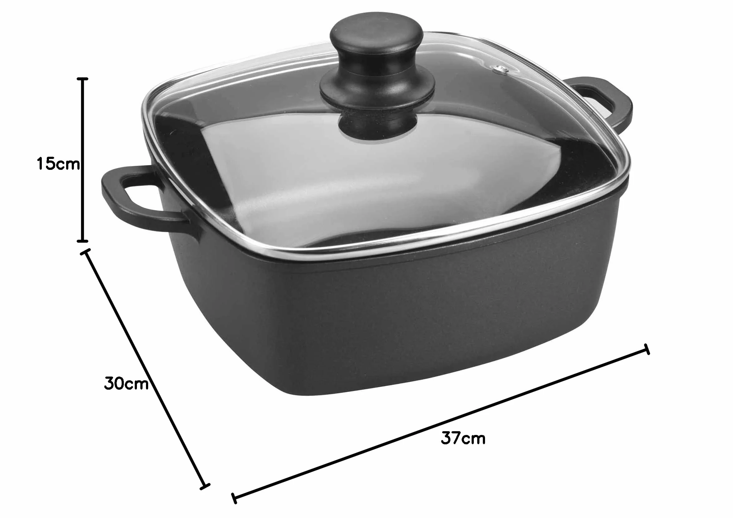 Lacor 25829, Pentola tuttofare in ghisa d'alluminio con coperchio, quadrata, diametro 28 x 28 cm