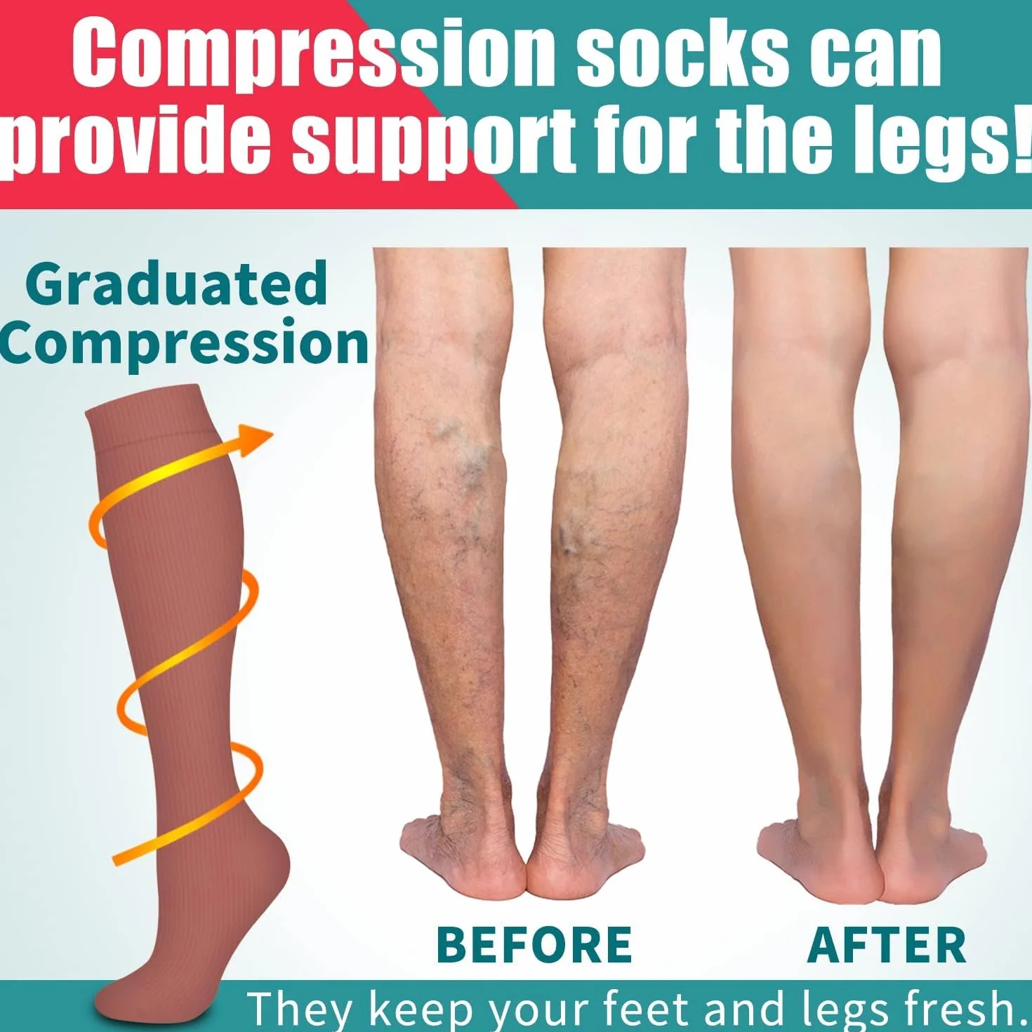 Dreshow Calze a Compressione Donna Uomo Circolazione Supporto Atletica Corsa Ciclismo