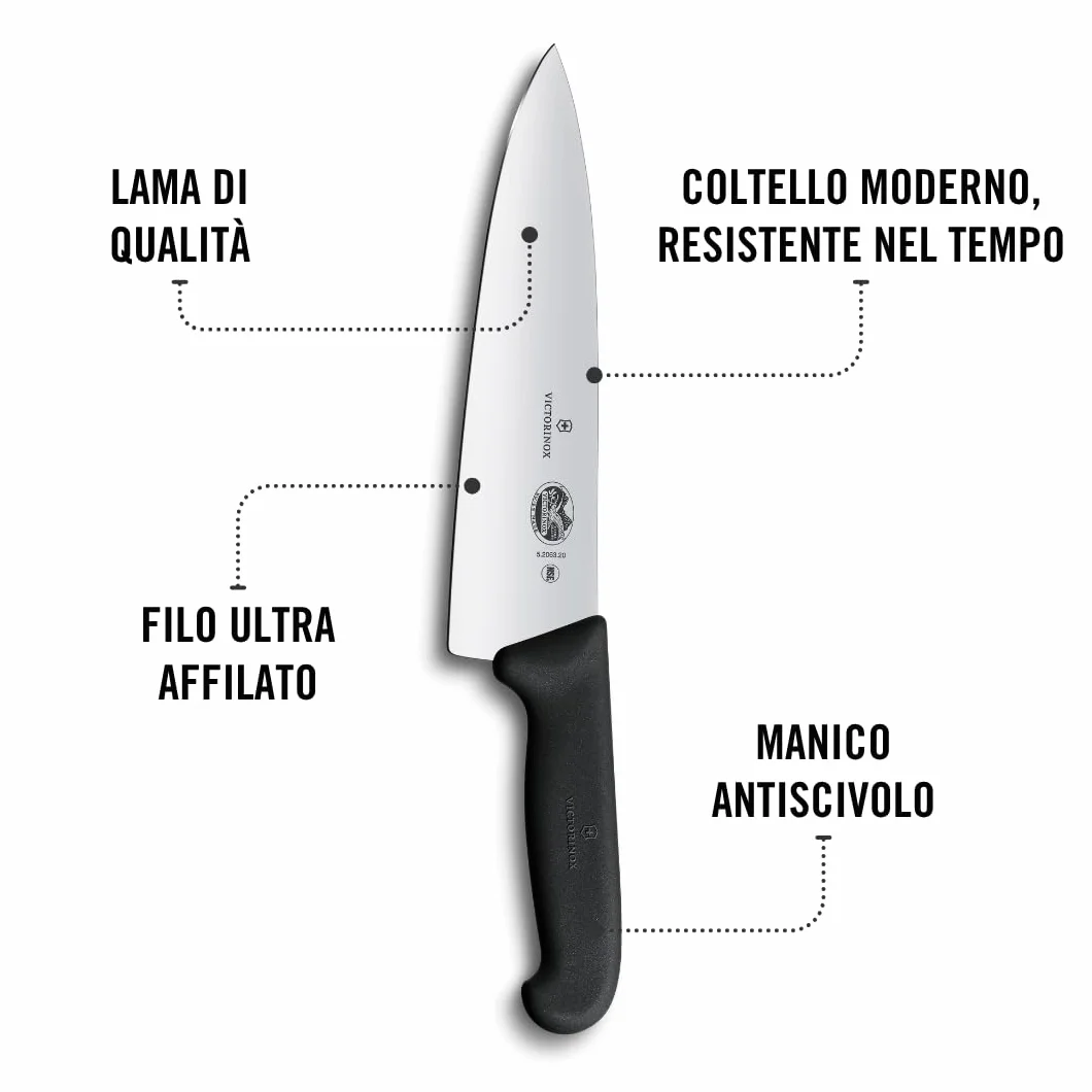 Victorinox 5.2063.20, coltello per sfilettare in acciaio inox da 20 cm, nero, standard
