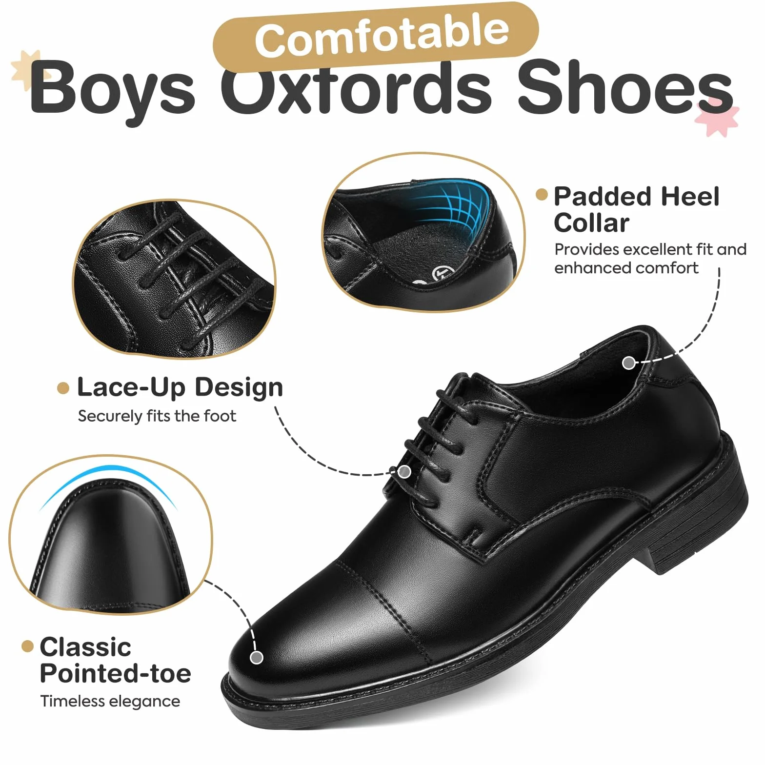 GINNI Scarpe Eleganti per Ragazzo Scarpe Stringate Scarpe Eleganti Oxford Classiche Derby Formali per Sposalizio Partito