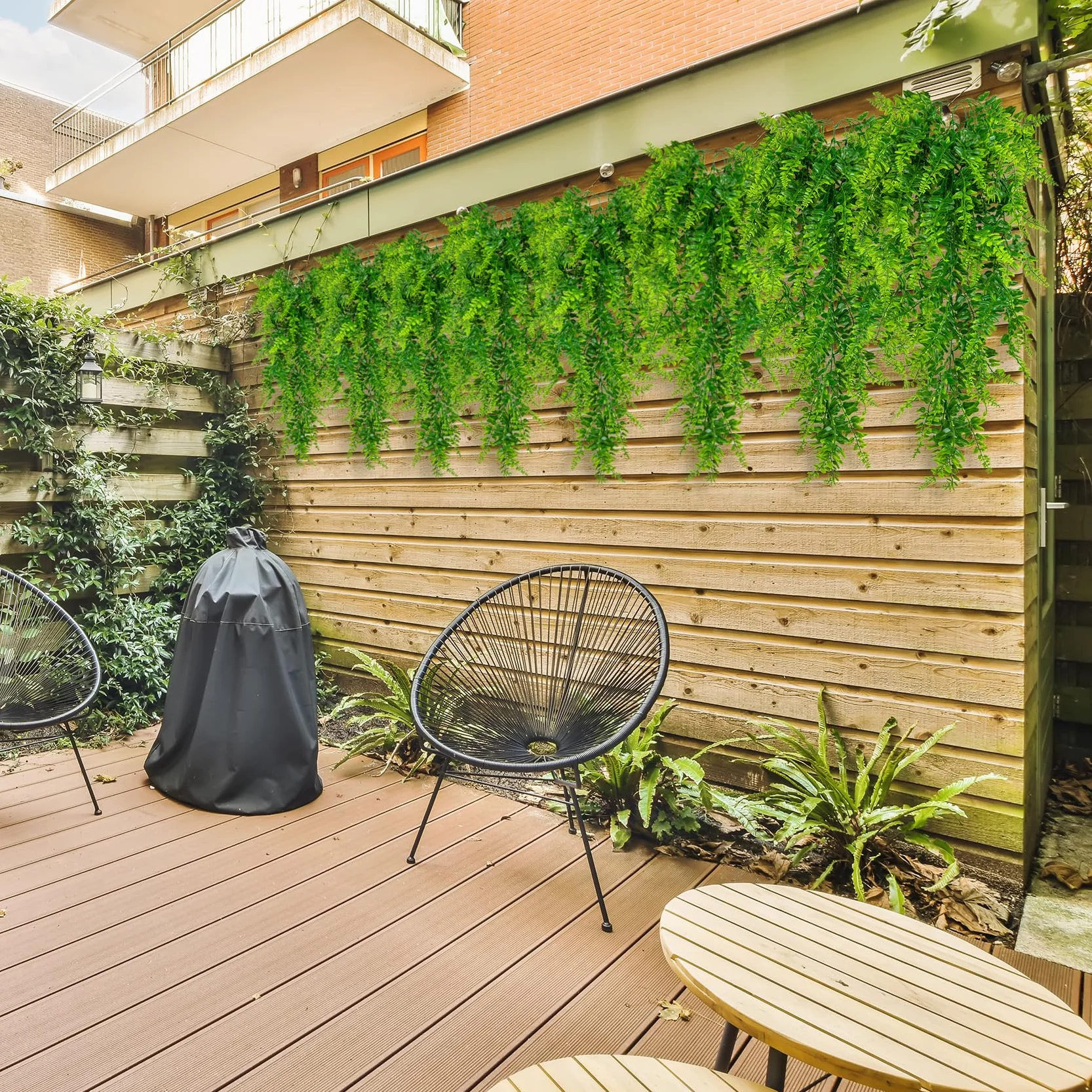 Huryfox Piante rampicanti artificiali Vite di felce - 8P Decorazione pianta finta cadente con foglie d'edera per interni ed esterni, finta vegetazione verde per soggiorno, cucina, balconi, giardini