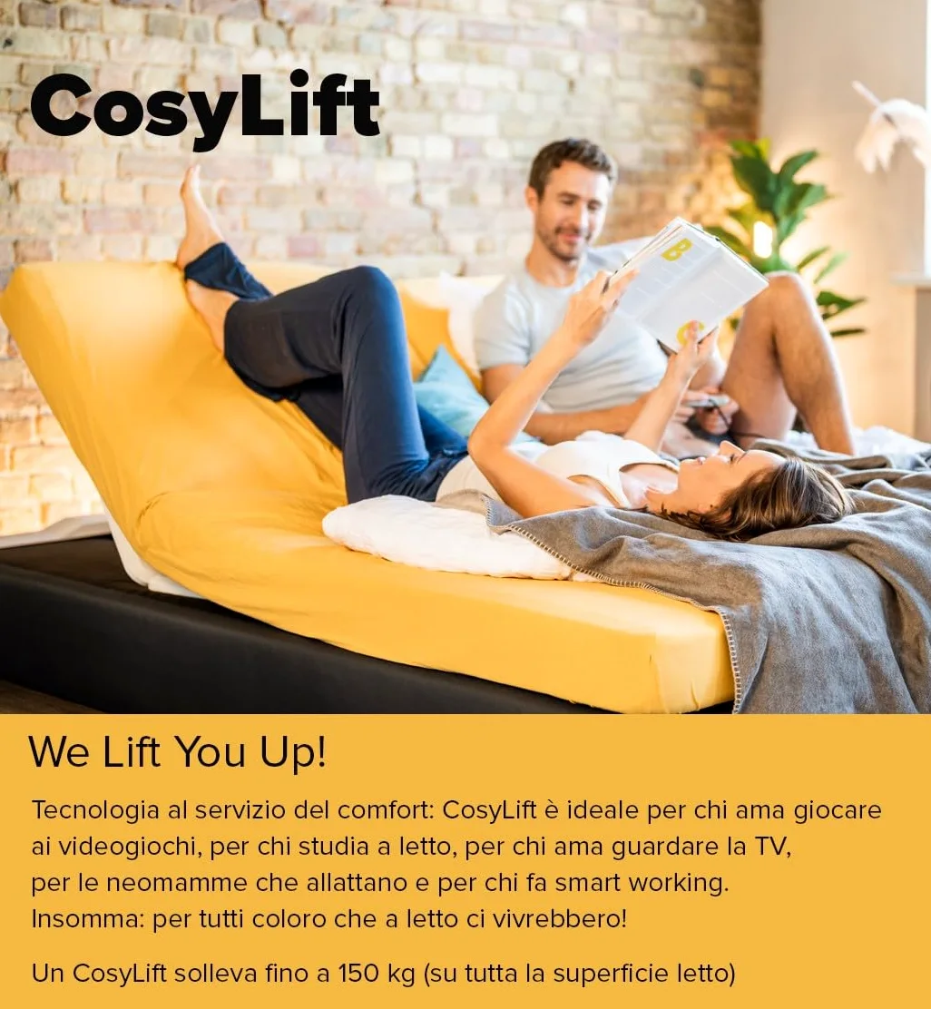 CosyLift rete a doghe Add On – trasforma ogni letto in regolabile elettrico – Meccanismo di sollevamento per materassi, reti e letti a molle – incluso interruttore manuale