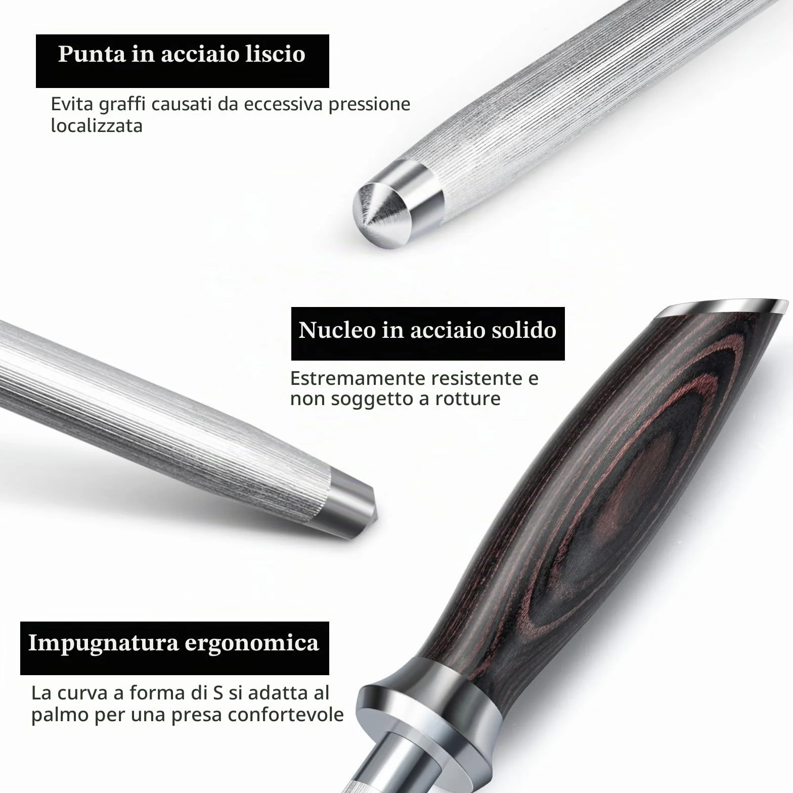 HOSHANHO Acciaino Professionale 30 cm Acciaio Giapponese Alto Tenore di Carbonio Impugnatura Ergonomica Pakkawood