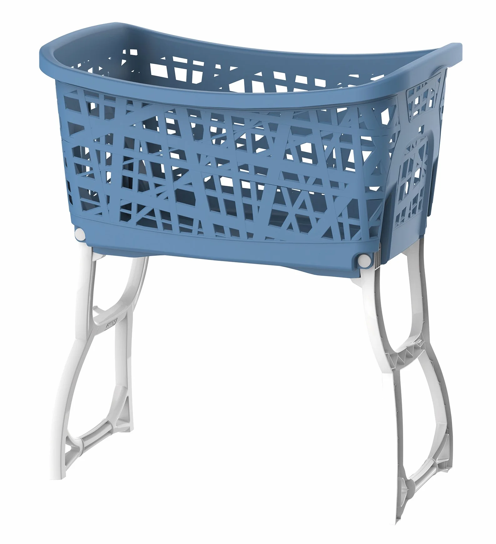 Cesta per bucato, Gambe reclinabili, Stand up, in Resina, Blu, 60,5x39,5x43 /65h cm, 44 lt