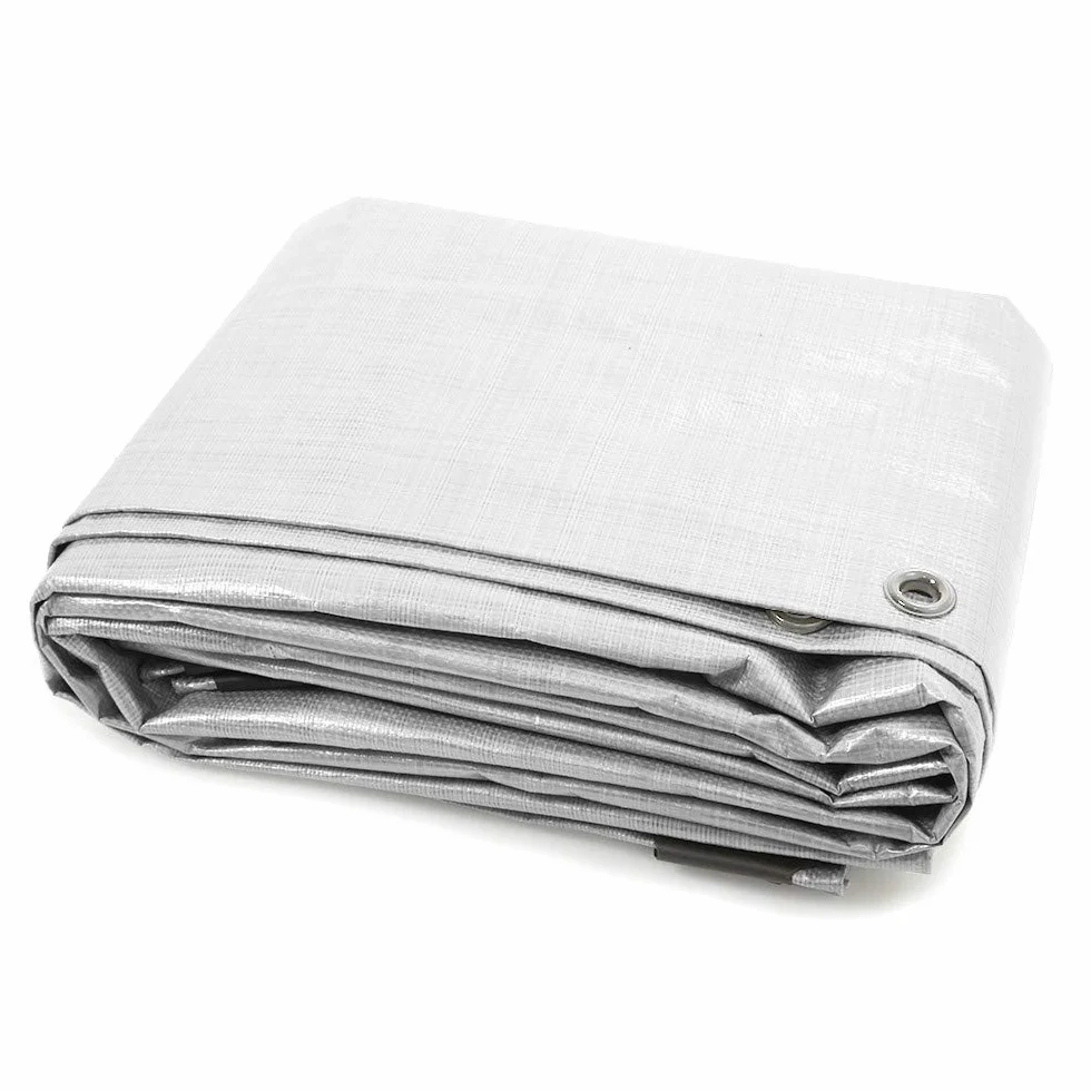 jarolift Telone Occhiellato Impermeabile, Telo di Copertura Multiuso in Polietilene 90 g/m², Resistente, 4 x 8 m, Bianco