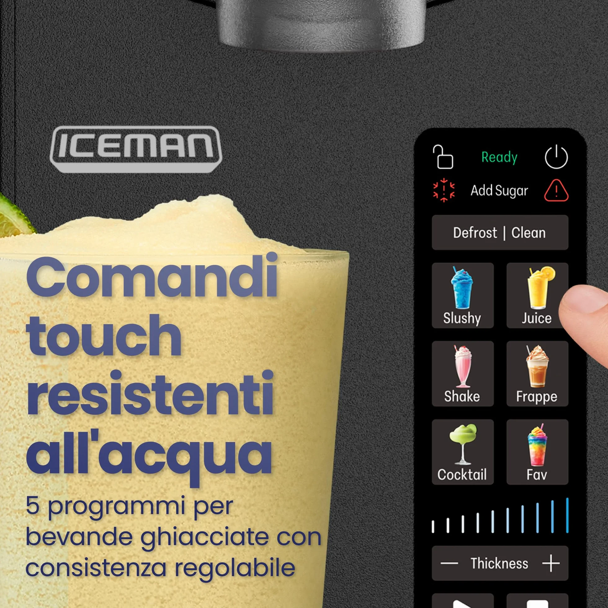 Iceman Macchina per Granita 1,89L 5 Preset Touch Nera