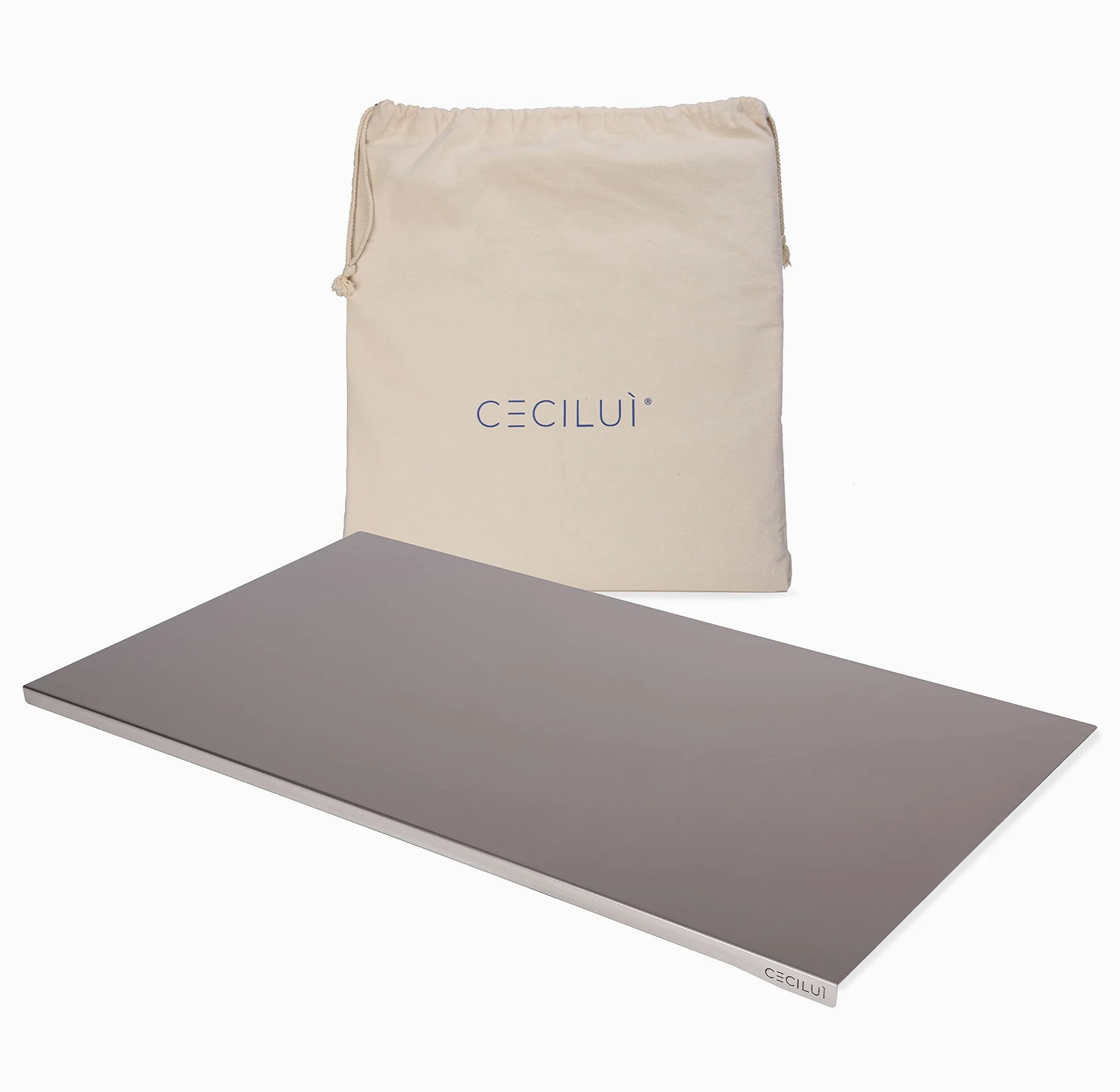CECILUÌ Spianatoia per Impastare Acciaio Inox 2.0 Sacca di Cotone Tagliere da Cucina Professionale in Varie Dimensioni Made in Italy Pizza Piano Lavoro Accessori Pasticceria (60x50)