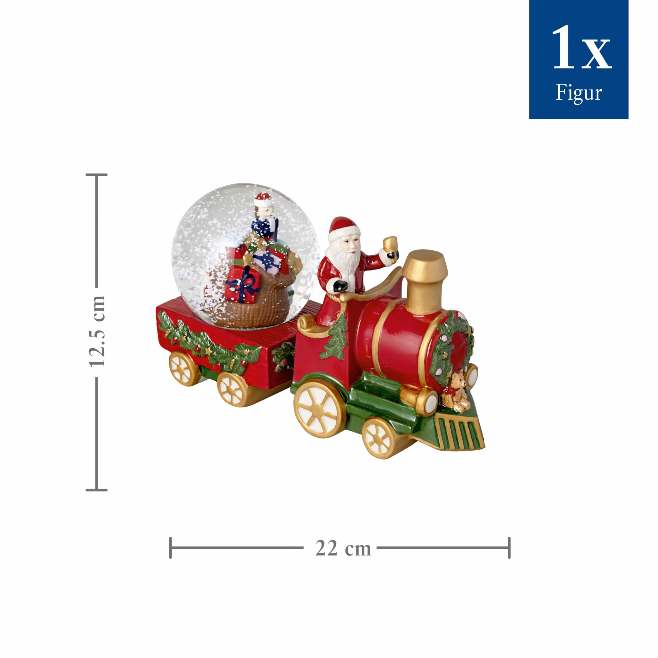 Villeroy & Boch – Christmas Toys, treno in globo di neve grande, treno, 22 x 8,5 x 12,5 cm, porcellana/vetro, multicolore