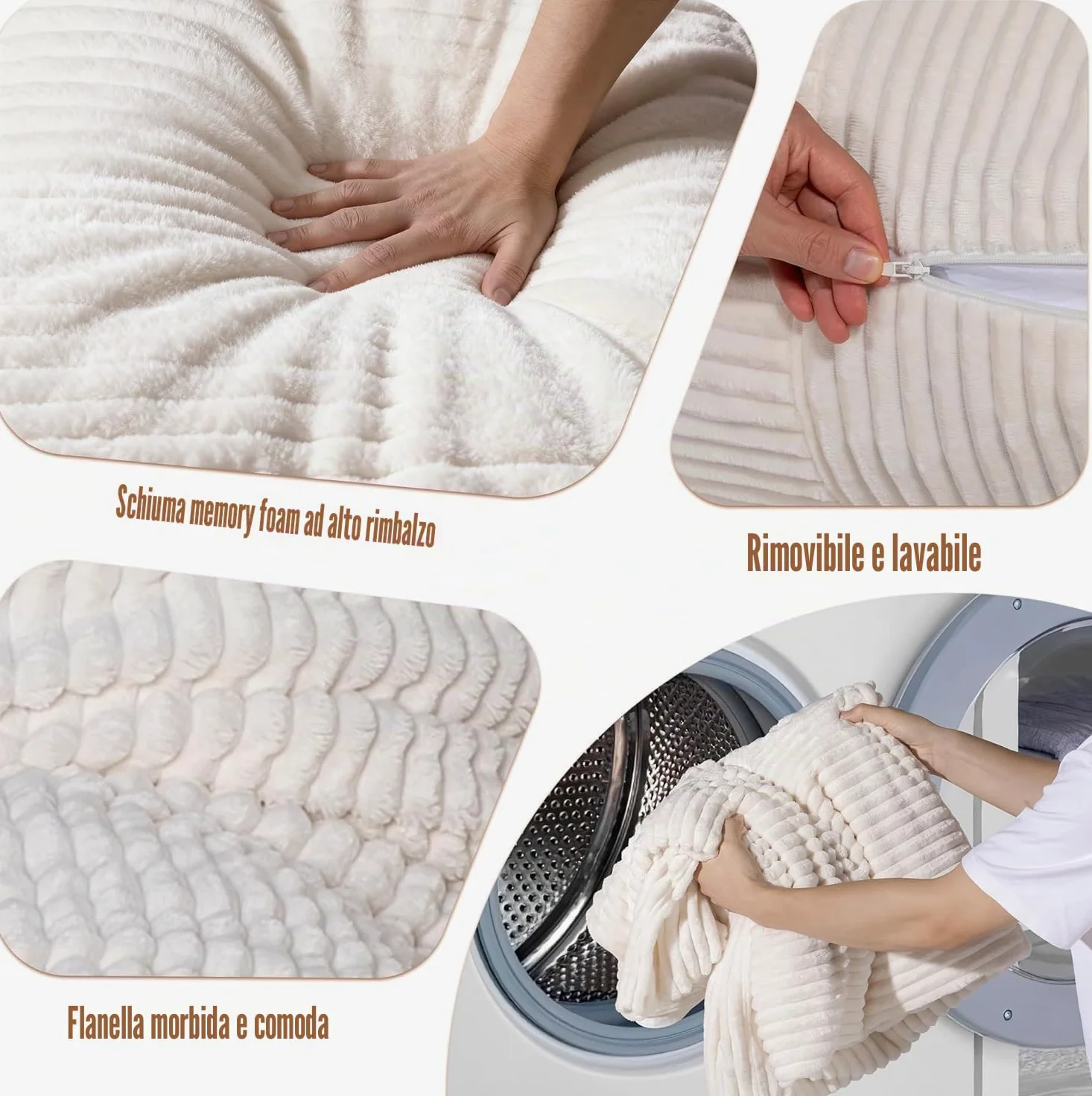 NALONE Pouf Poltrona Sacco, 4-in-1 XXXL Pouf a Sacco Puffo per Sedersi Ergonomico in Memory Foam 195 cm, Letto da Pavimento con Rivestimento Peluche Lavabile (Grigio)
