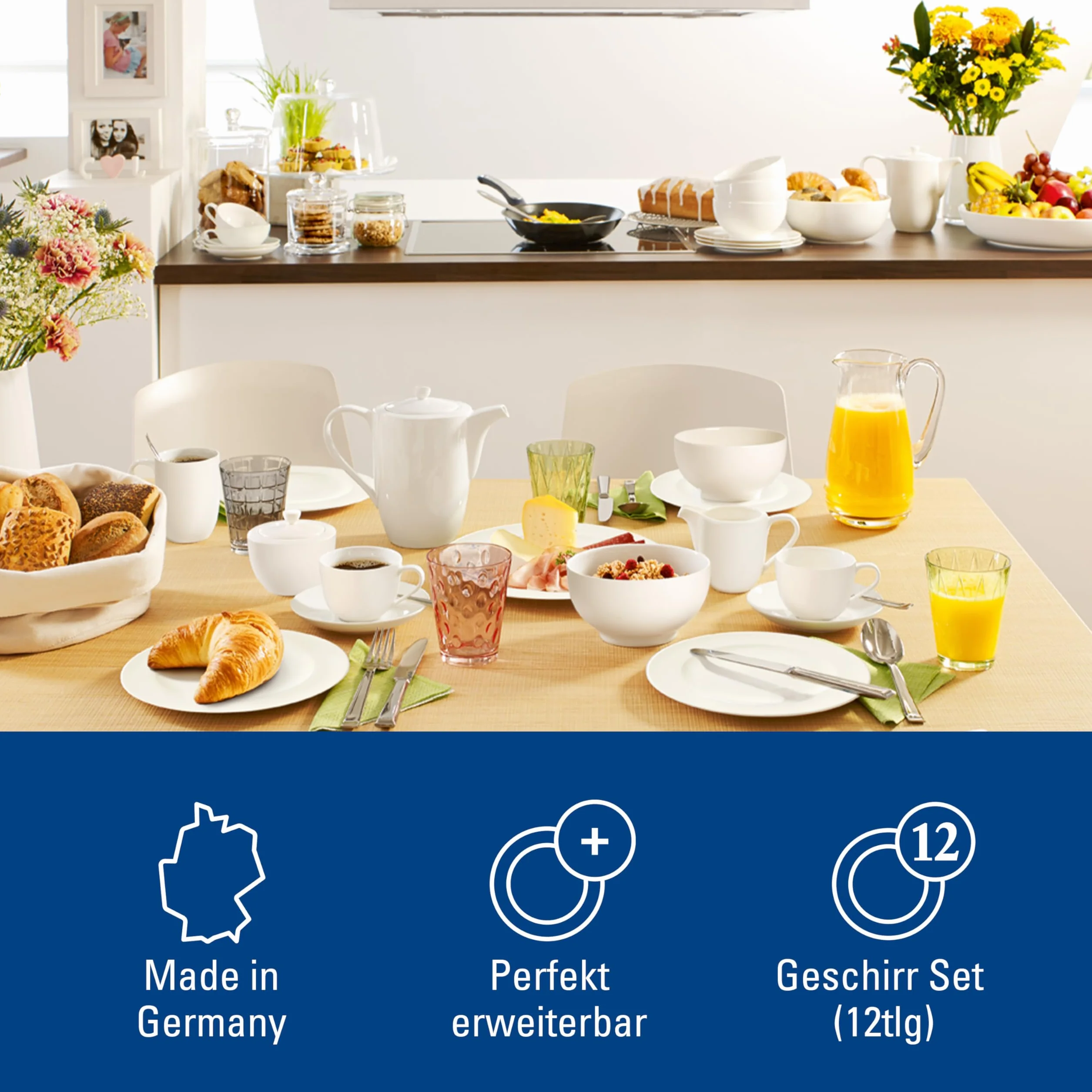 Villeroy & Boch for Me Coffee, Premium Porcellain, Bianco, Set per 4 Persone, 12 Pezzi