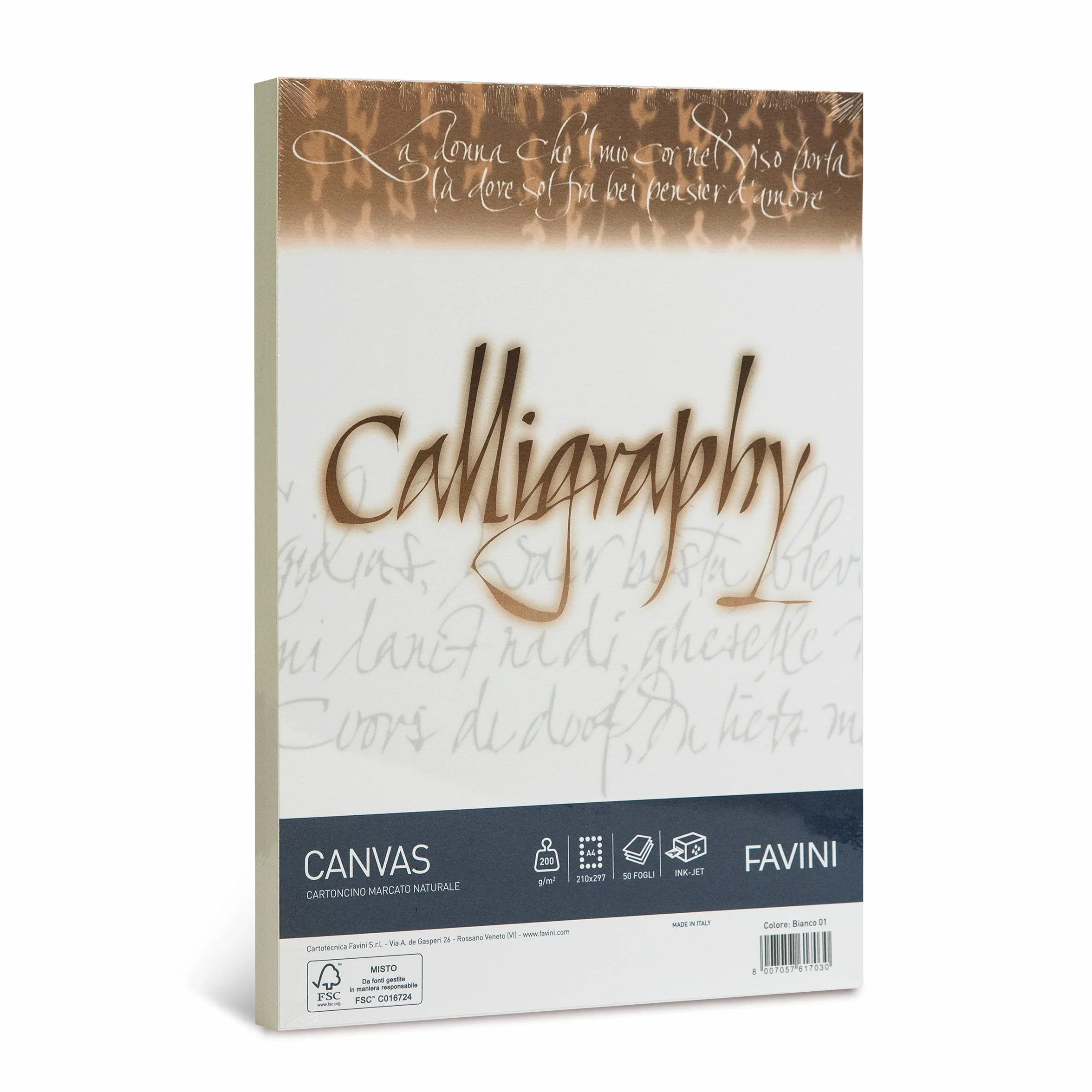 Calligraphy Canvas Ruvido Favini bianco A4 200 g conf.50