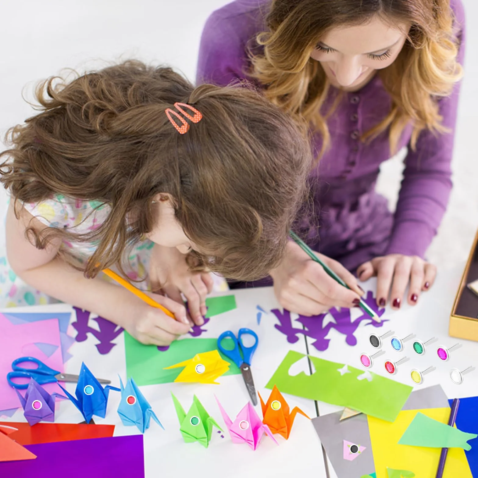 Brads metalowe kolorowe 100 sztuk scrapbooking artigianato fai da te