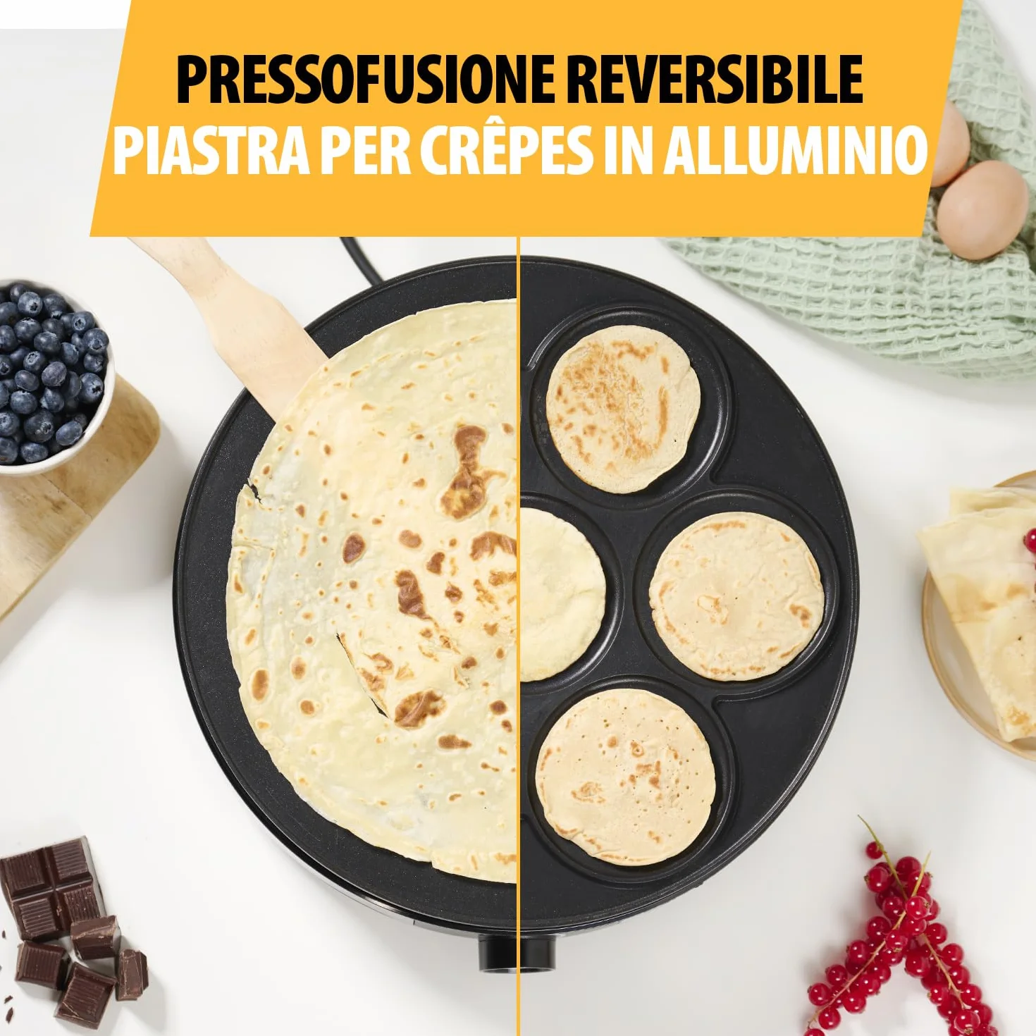 Tristar BP-2639 Crepiera 2 in 1 piastra reversibile 33 cm acciaio inox nero