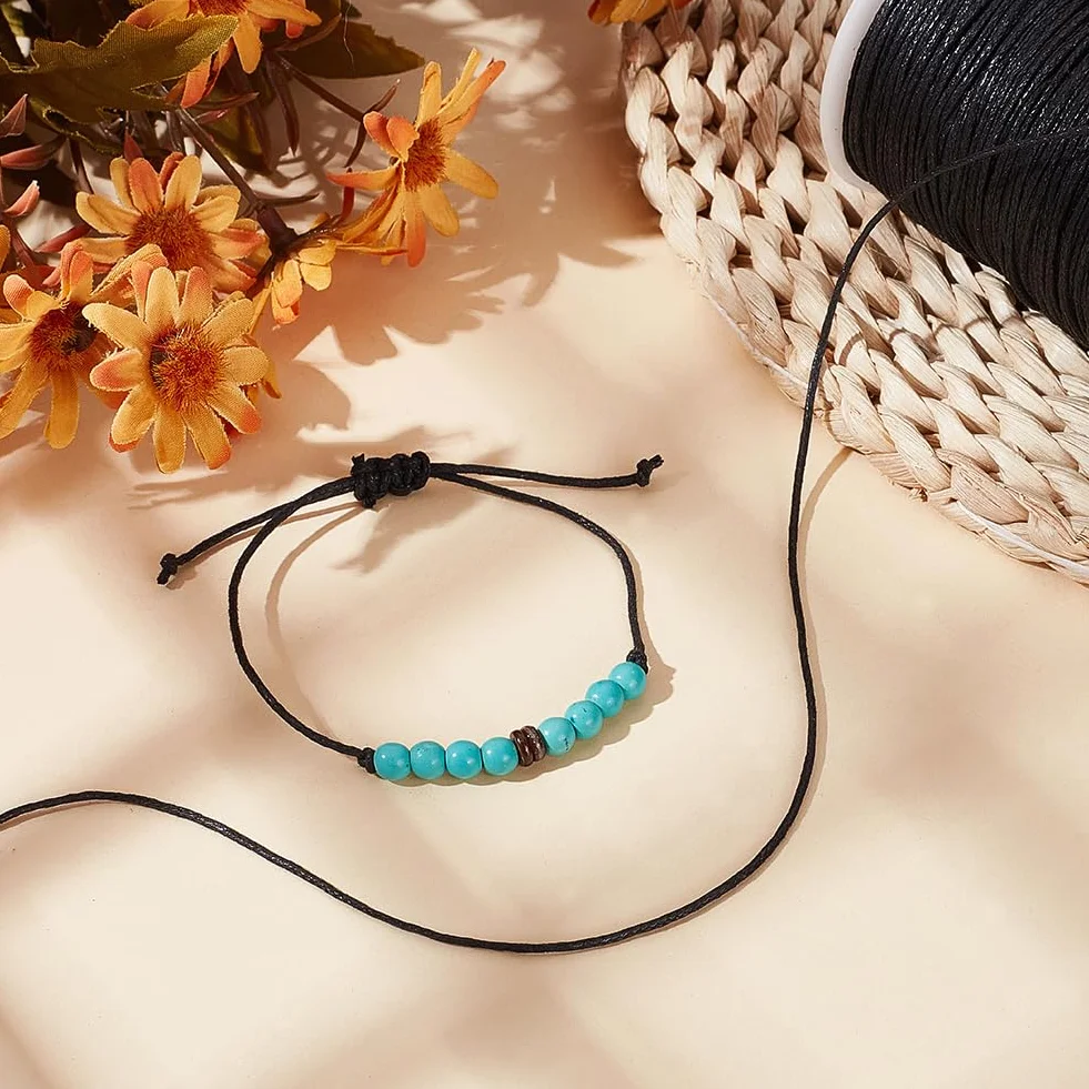 PH PandaHall Filo Cerato 1mm 91m Nero per Collana Braccialetti Macramè