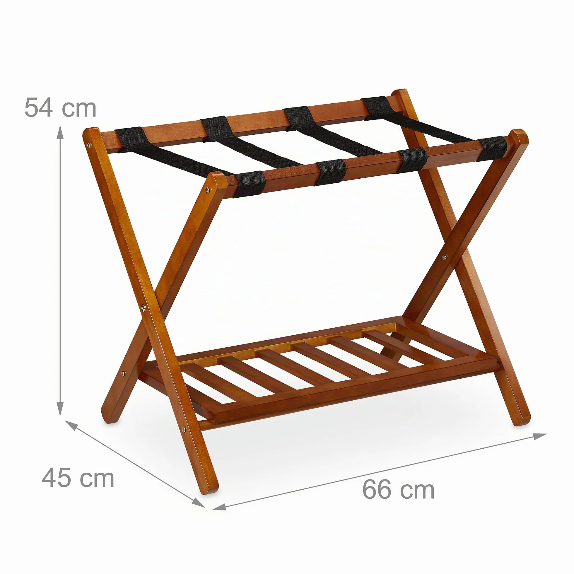 Relaxdays Portavaligie da Camera Pieghevole in Legno, Set da 2, 54x66x45 cm, Naturale