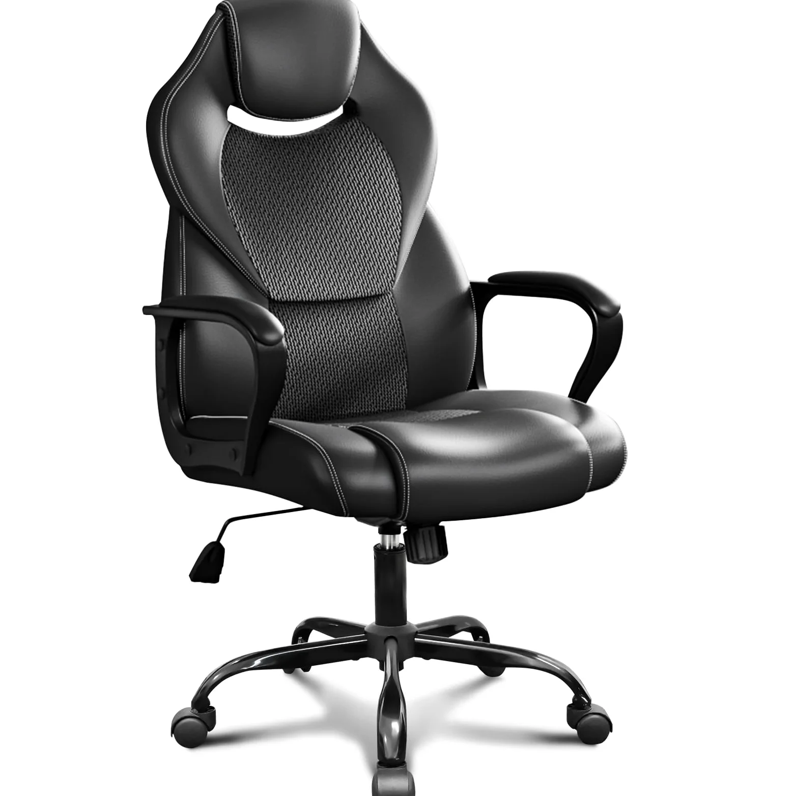 BASETBL Sedia da Ufficio Ergonomica con Supporto Lombare, Sedia Scrivania Poltrona Girevole ad Altezza Regolabile per Ufficio e Studio — Nera