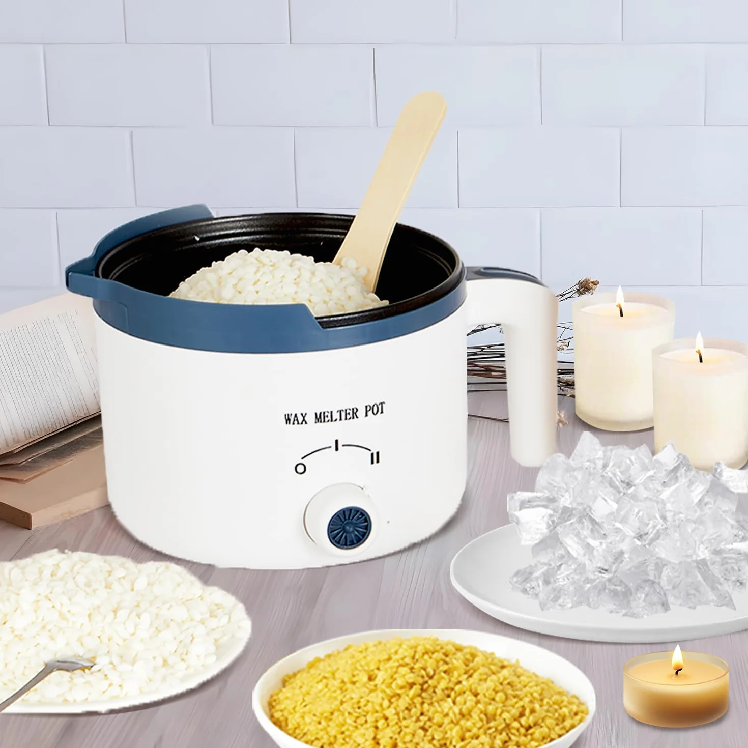 LINGQIAN Pentola Elettrica per Fusione Cera, 1,5 l, Sciogli Cera per Candele Professionale
