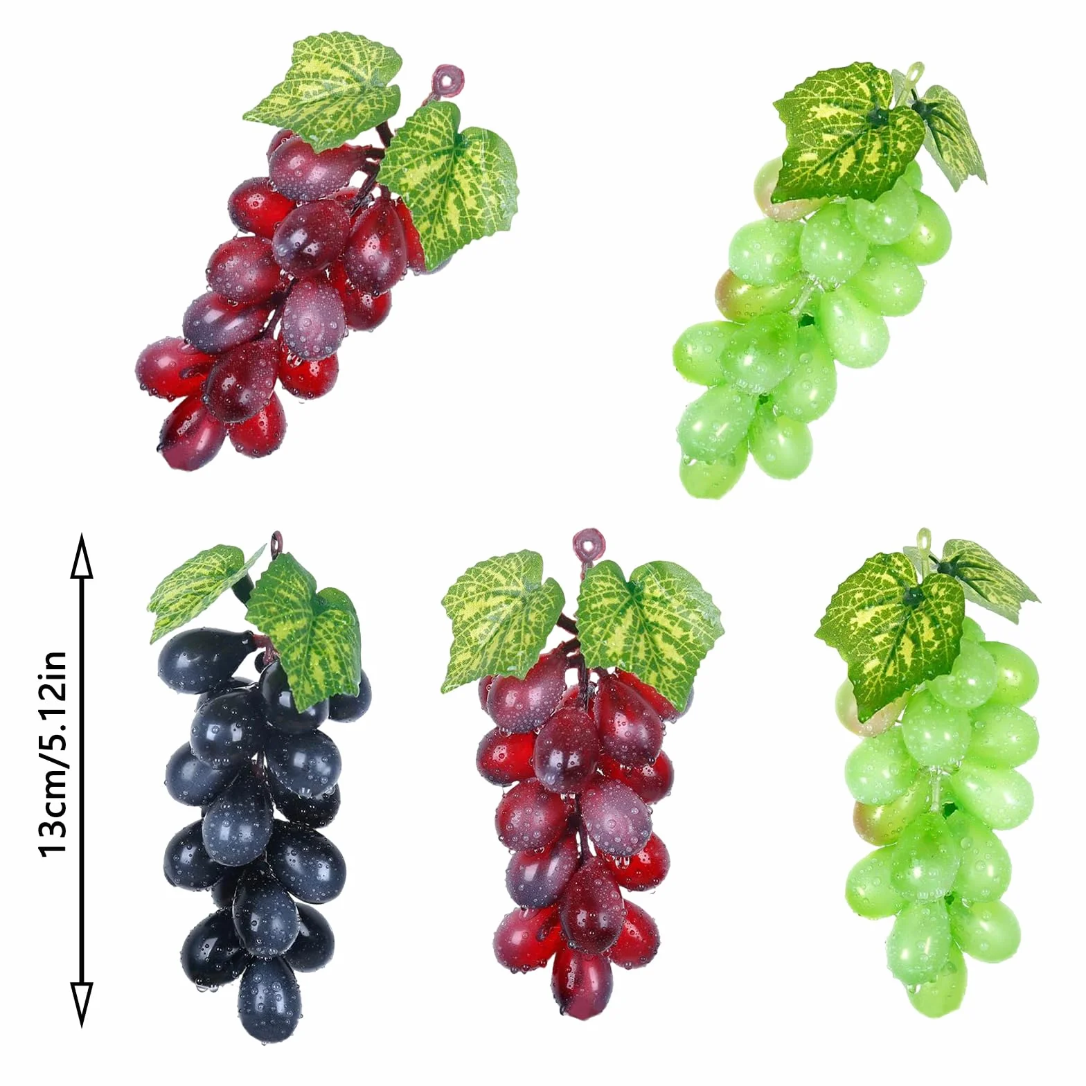 9 Pezzi Uva Grappoli Realistici Finta Frutta Artificiale per Decorazione Vino