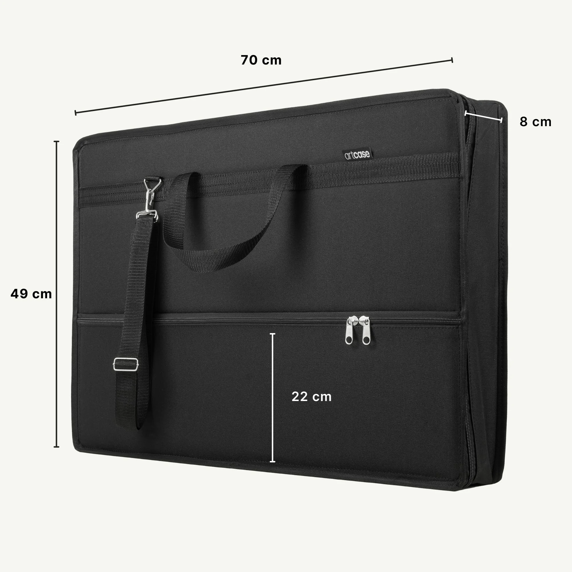 Le'arte artcase max DIN A2 – Artist Portfolio case, Hardcover Drawing Folder A2, Document Transport Bag, 70 x 49 x 8 cm, Storage Art case, Waterproof Poliestere, Large Format, Hard-Cover, Black, Nero