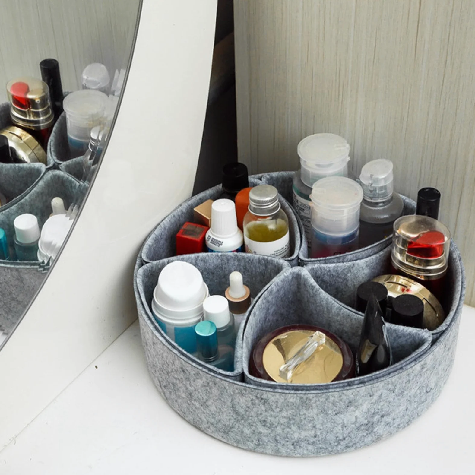 Organizer per cassetti in feltro, divisori regolabili, 26 x 26 x 8 cm, vassoio versatile per cassetti, organizer per gadget da ufficio e gioielli