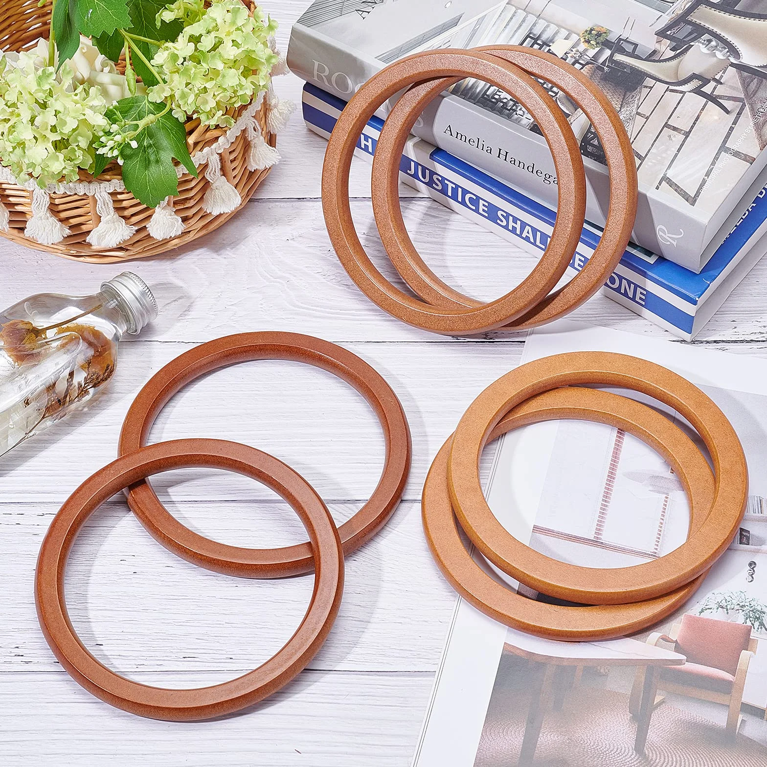 PH PandaHall Manici in Legno per Borsa 3 Colori 13.5cm Uncinetto Accessori Fai Da Te