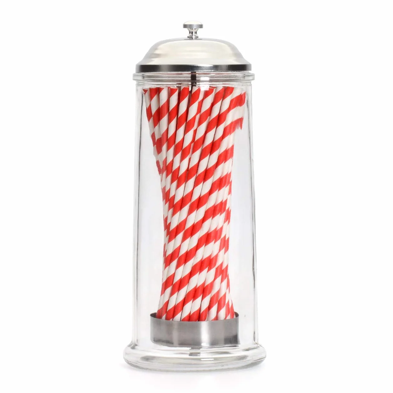 CKB LTD Dispenser per cannucce, in vetro, stile retrò, con 50 cannucce di carta, utilizzabile anche come disinfettante per saloni di barbiere