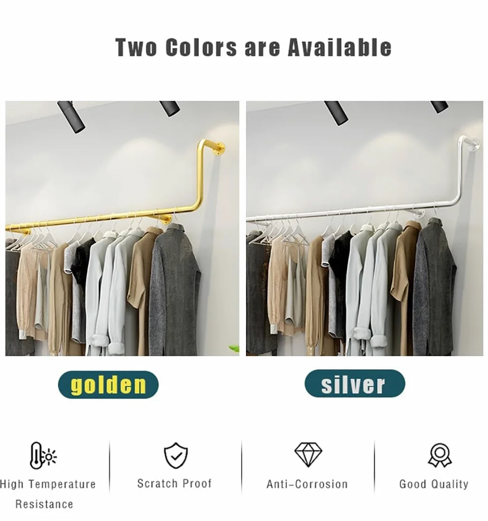 Appendiabiti da Parete Dorato, Appendiabiti da Sposa Industriale Moderno per Negozio di Abbigliamento, Espositore per Negozio di Abbigliamento Boutique Creativo